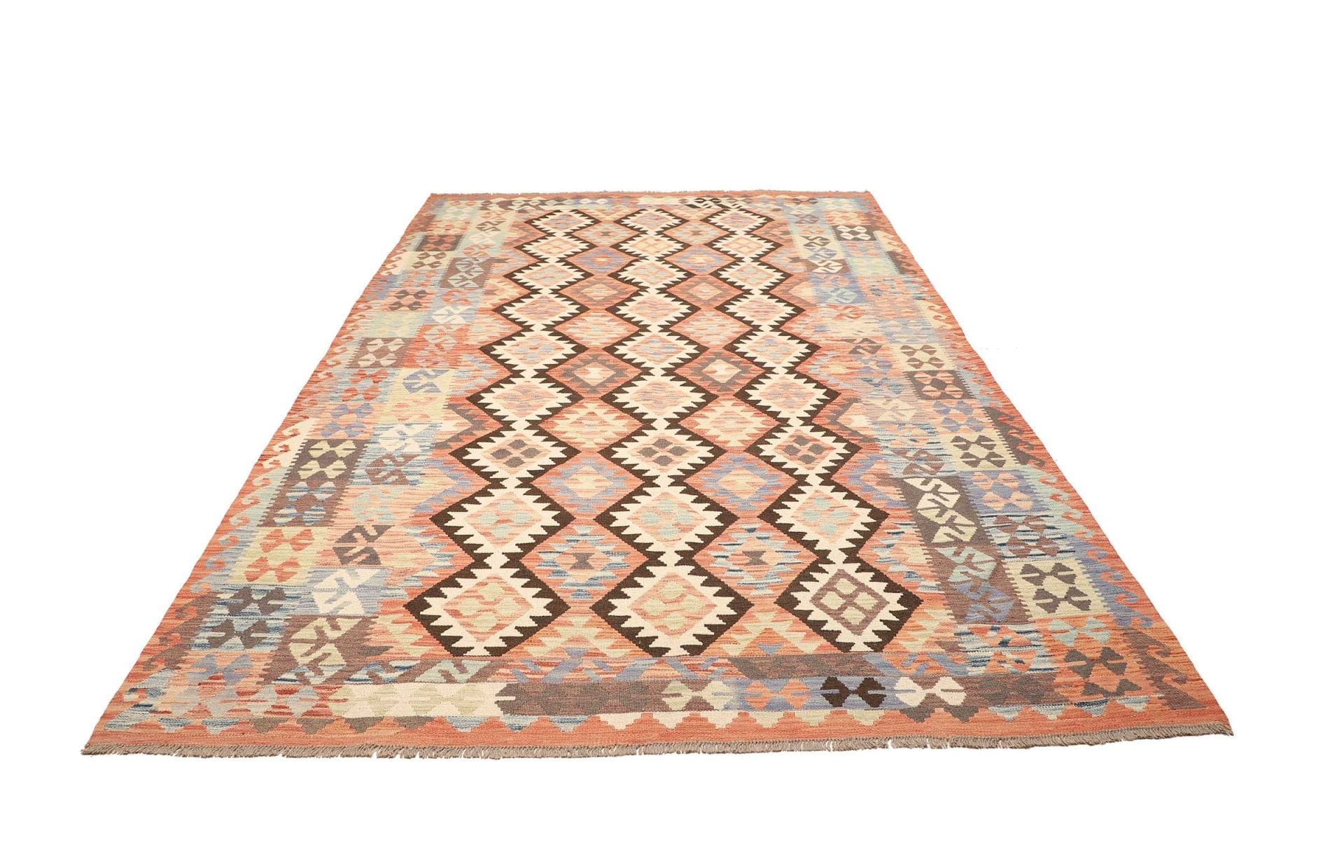 Kelim Teppich 205 x 296 cm, handgewebt, rustikales Flair