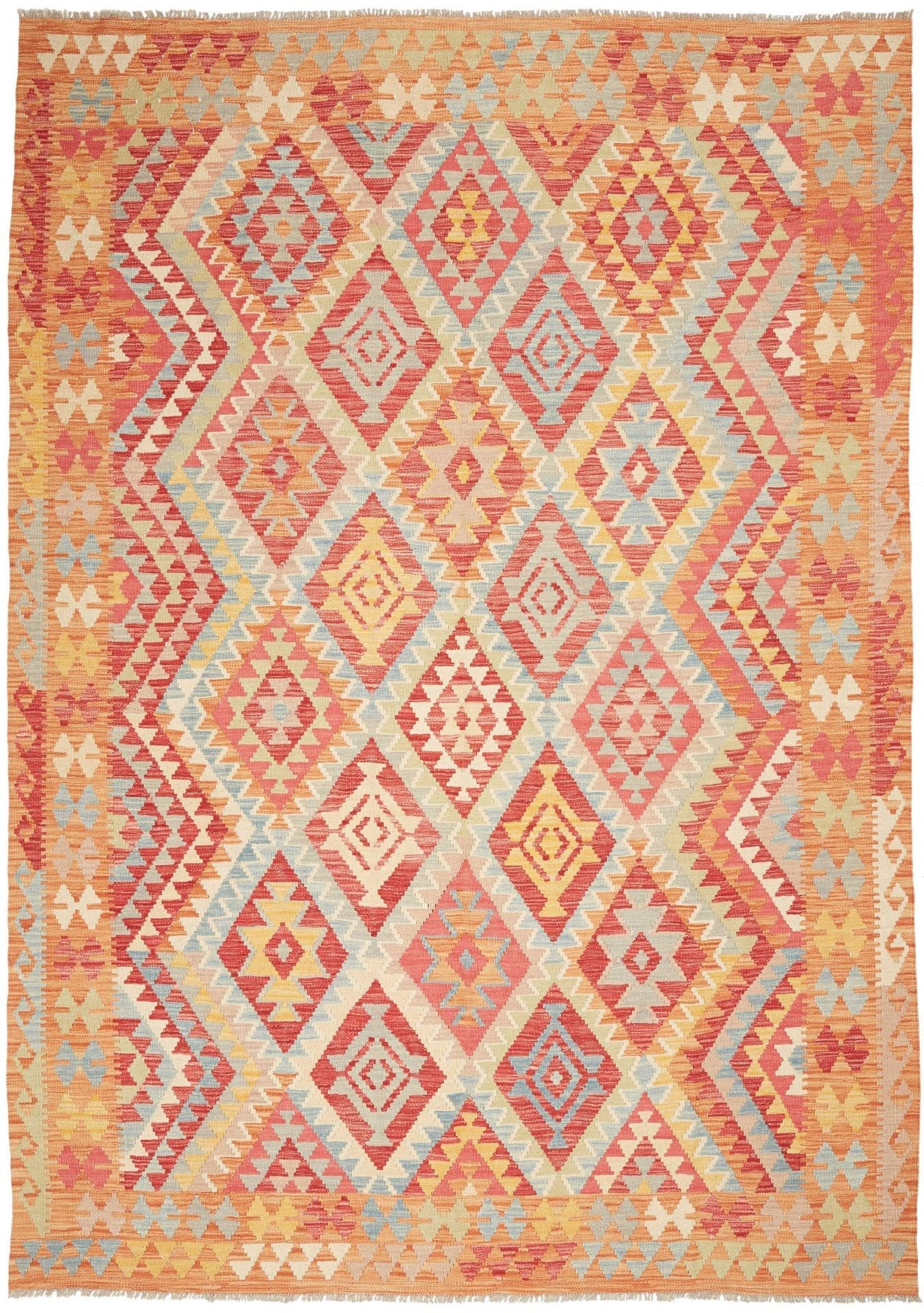 Orientteppich 214 x 289cm aus Schurwolle, handgewebt, Kelim