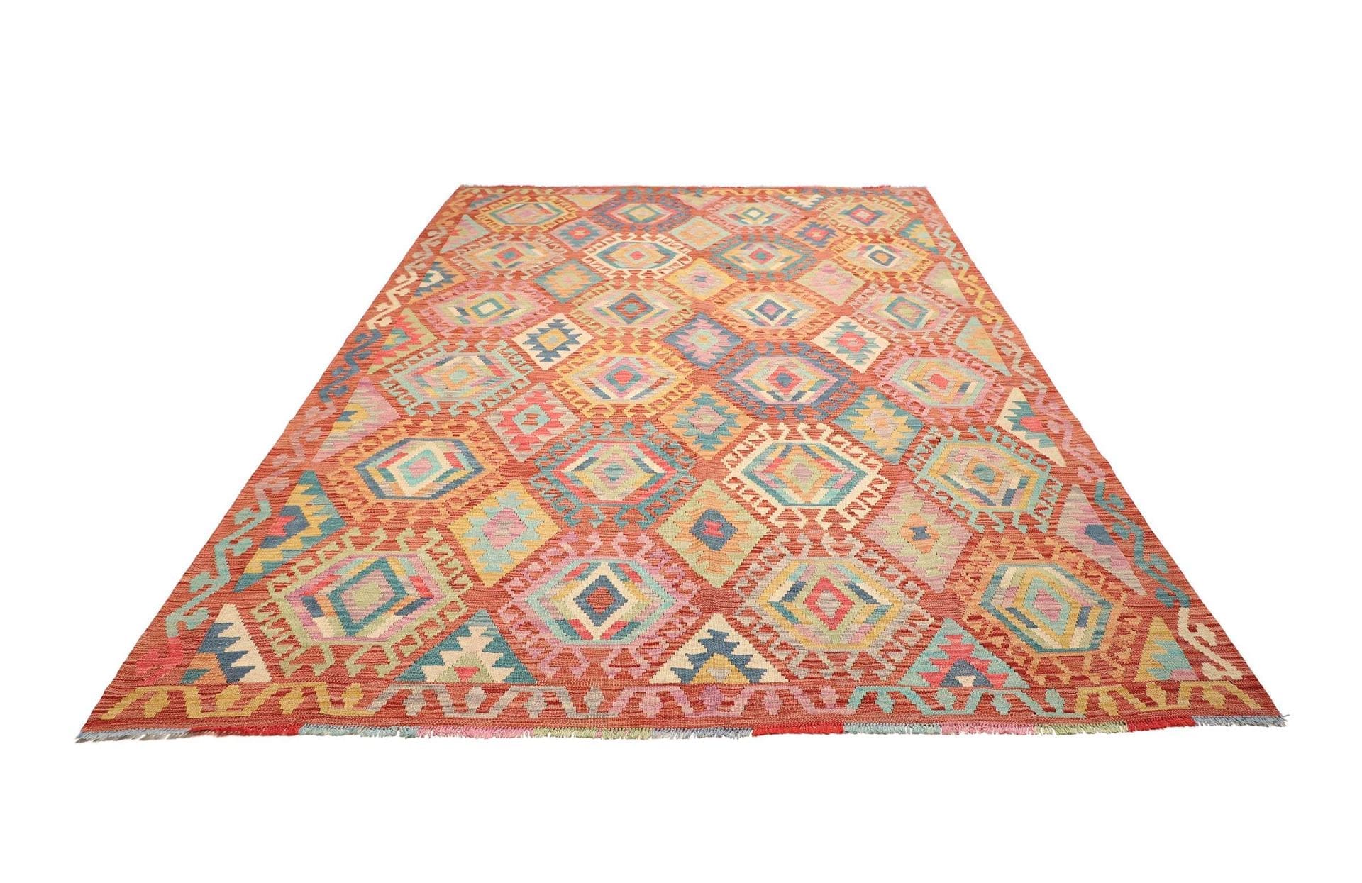Orientteppich 210 x 293cm aus Schurwolle, handgewebt, rustikal