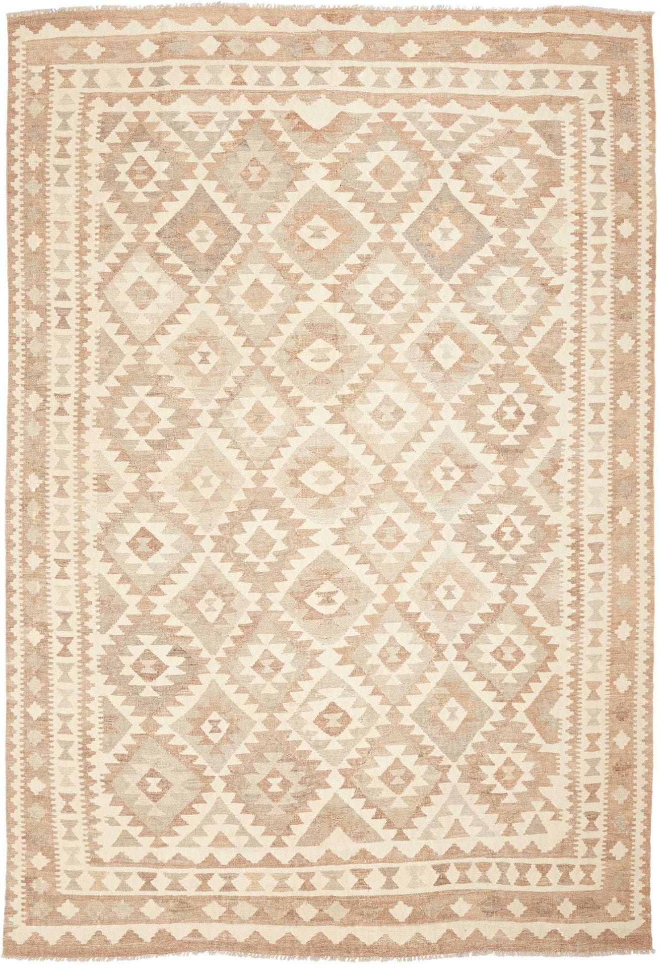 Kelim Teppich 199 x 292 cm, handgewebt, rustikales Flair