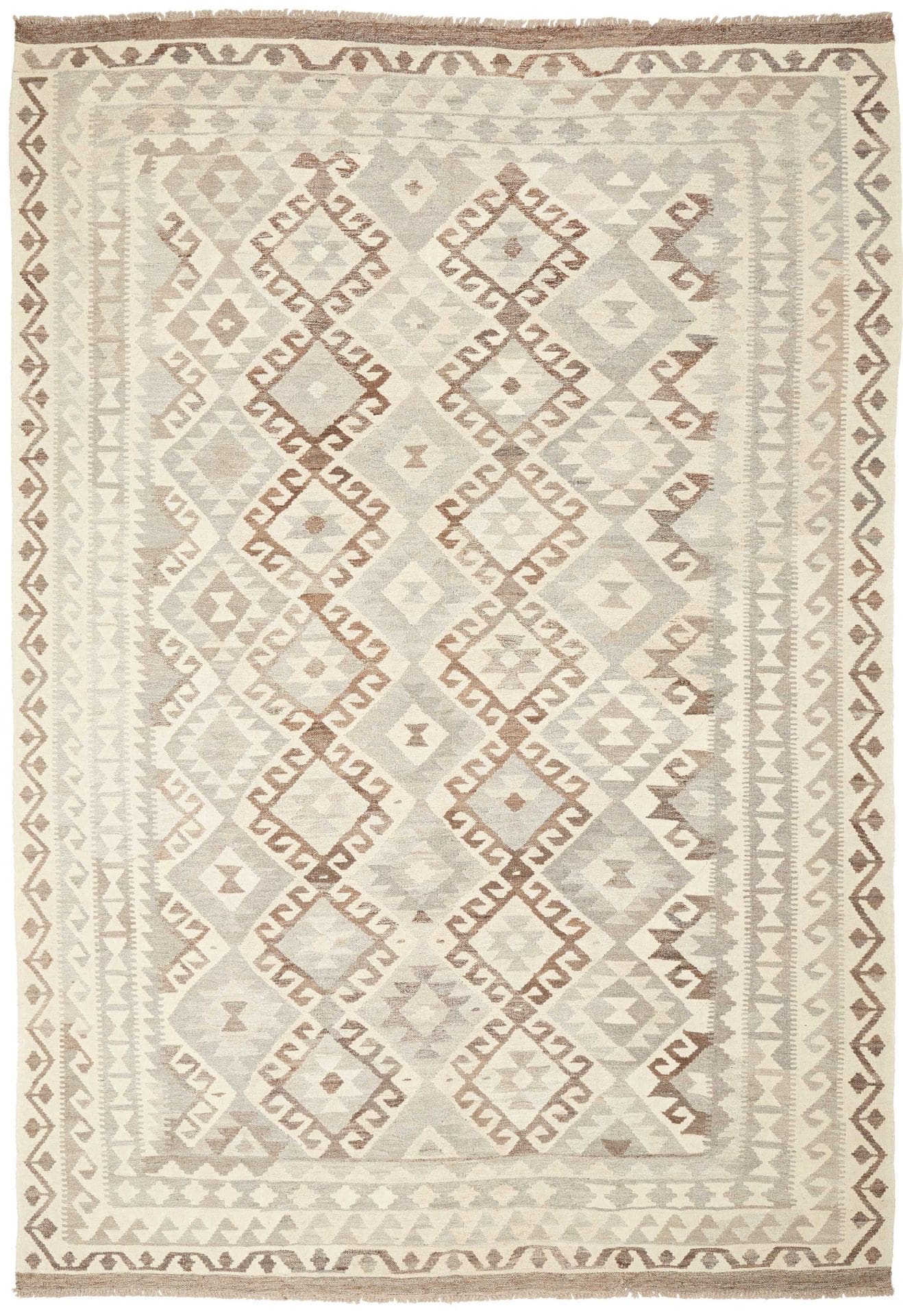 Kelim Teppich 201 x 294 cm, handgewebt, rustikales Flair