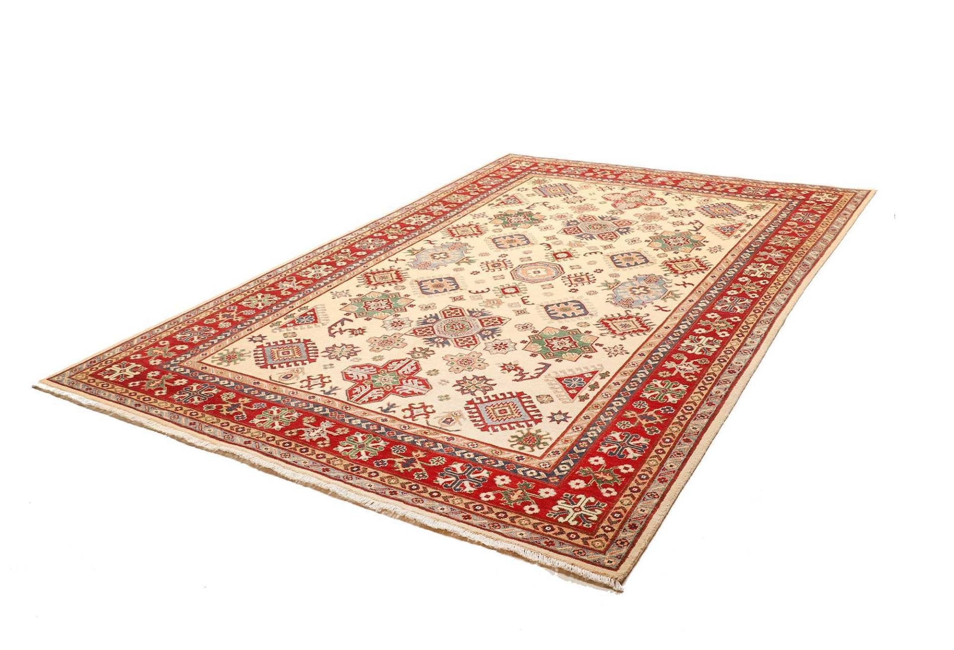 Kazak Teppich 203 x 301cm, geometrisch, Schurwolle, handgeknüpft