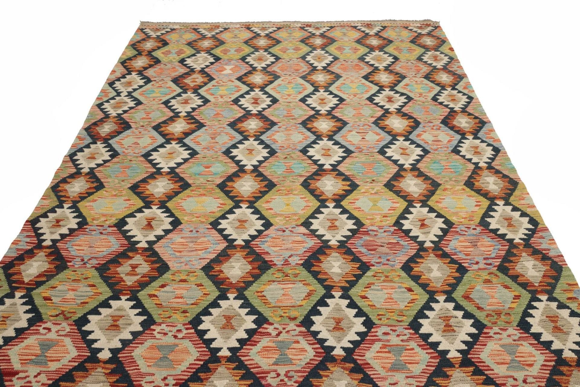 Kelim Teppich 203 x 289 cm – Handgewebt, rustikales Flair, Wolle