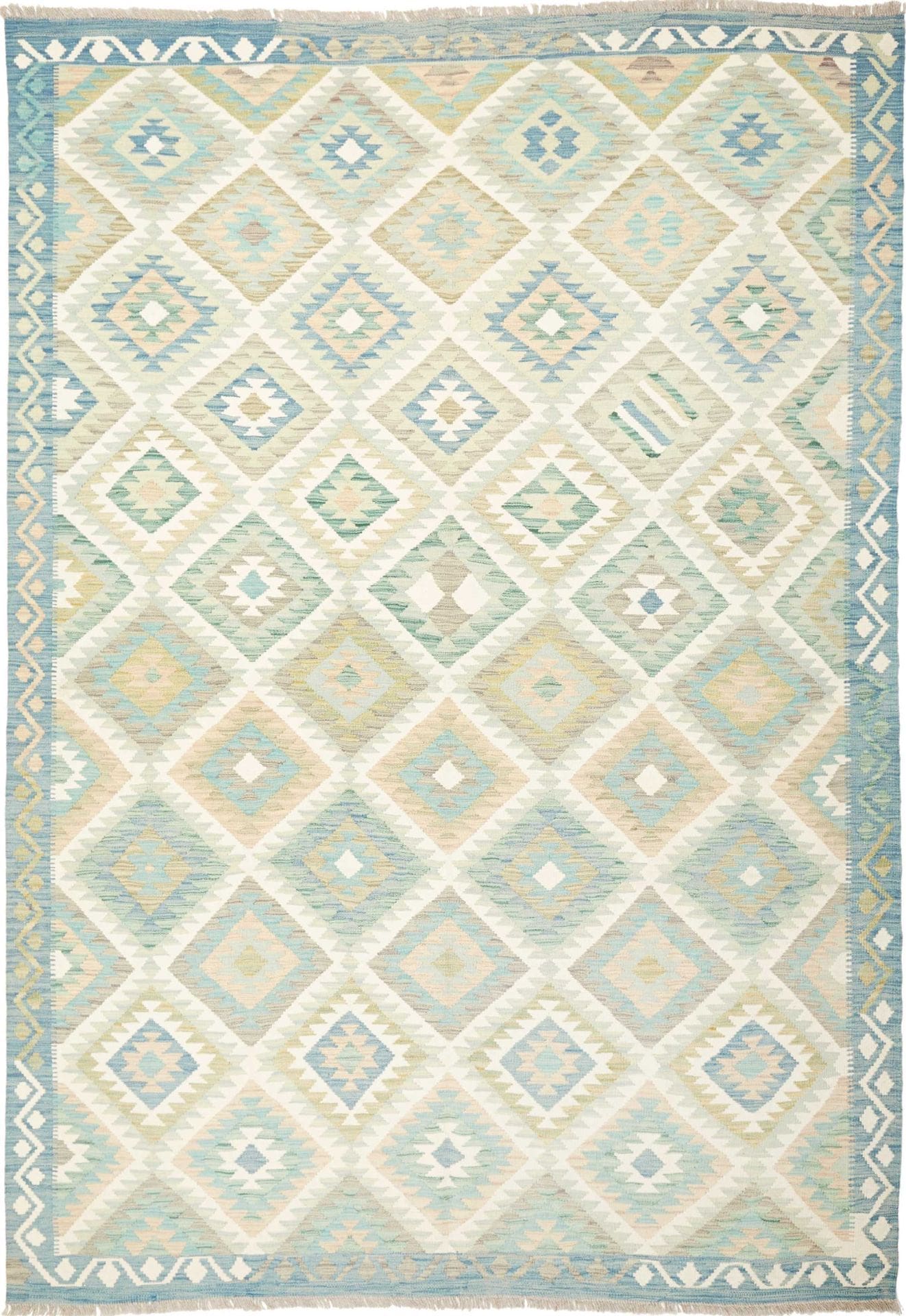 Afghanischer Kelim 203 x 291 cm – handgewebt, geometrisches Muster