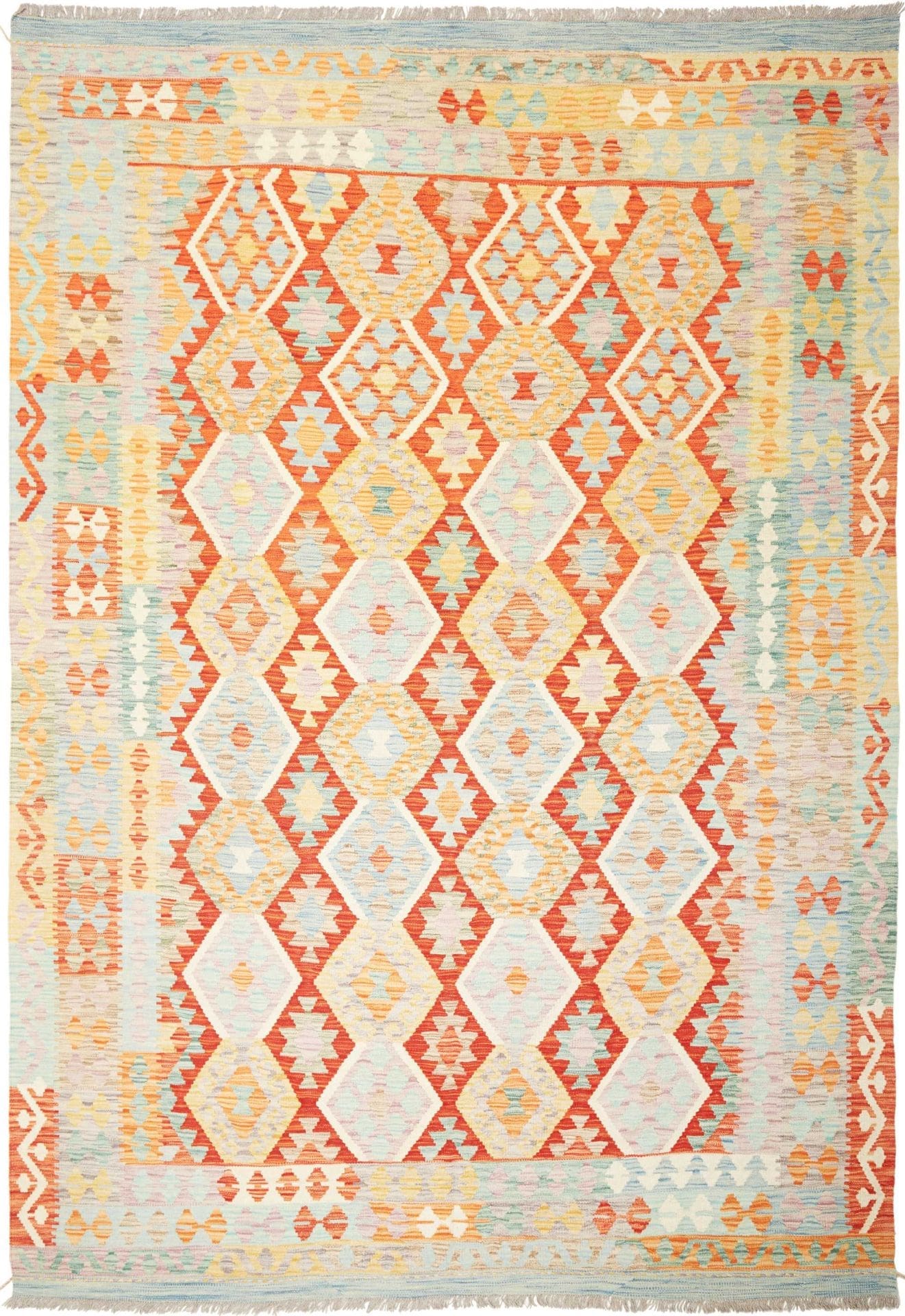 Afghanischer Kelim Teppich 209 x 290 cm - Handgewebt, geometrisch