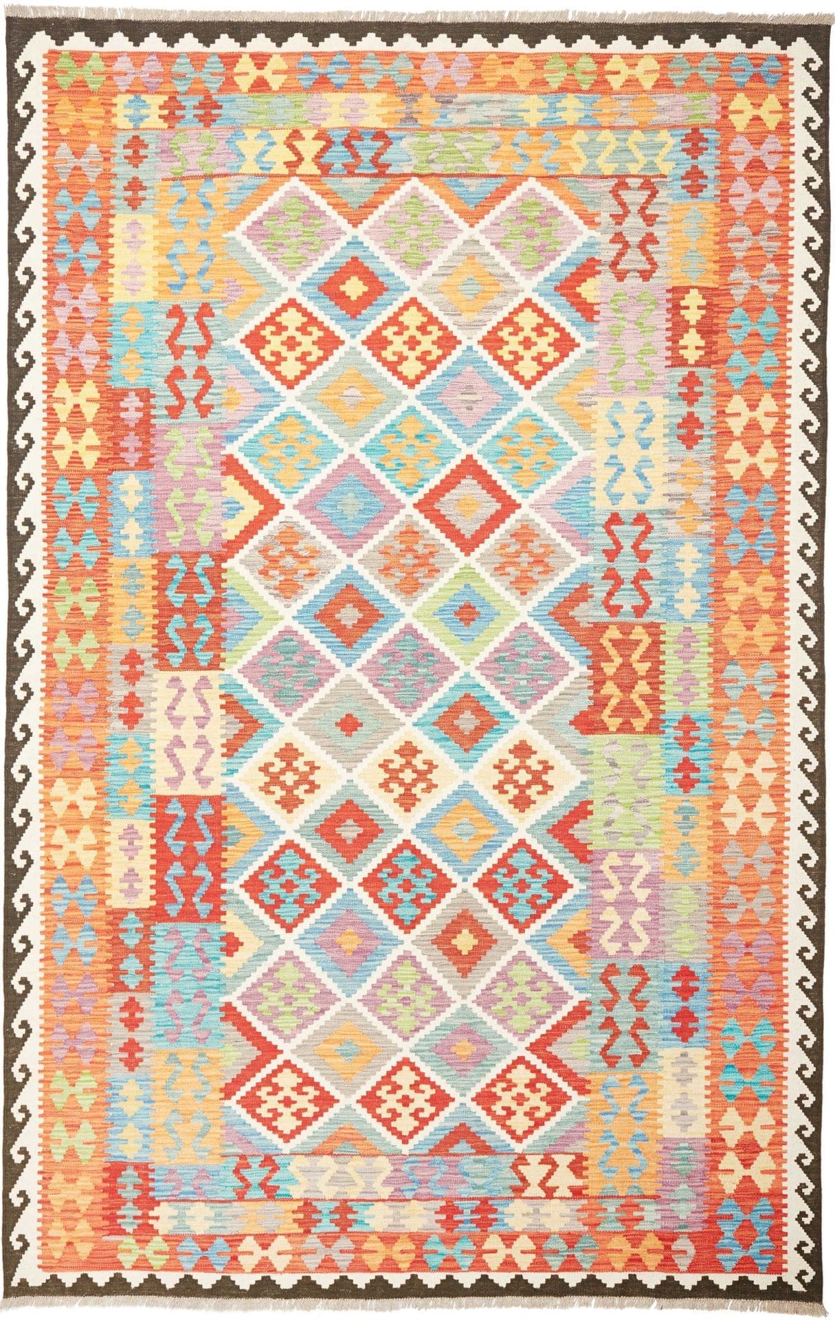 Afghanischer Kelim 203 x 312cm aus Schurwolle, handgewebt