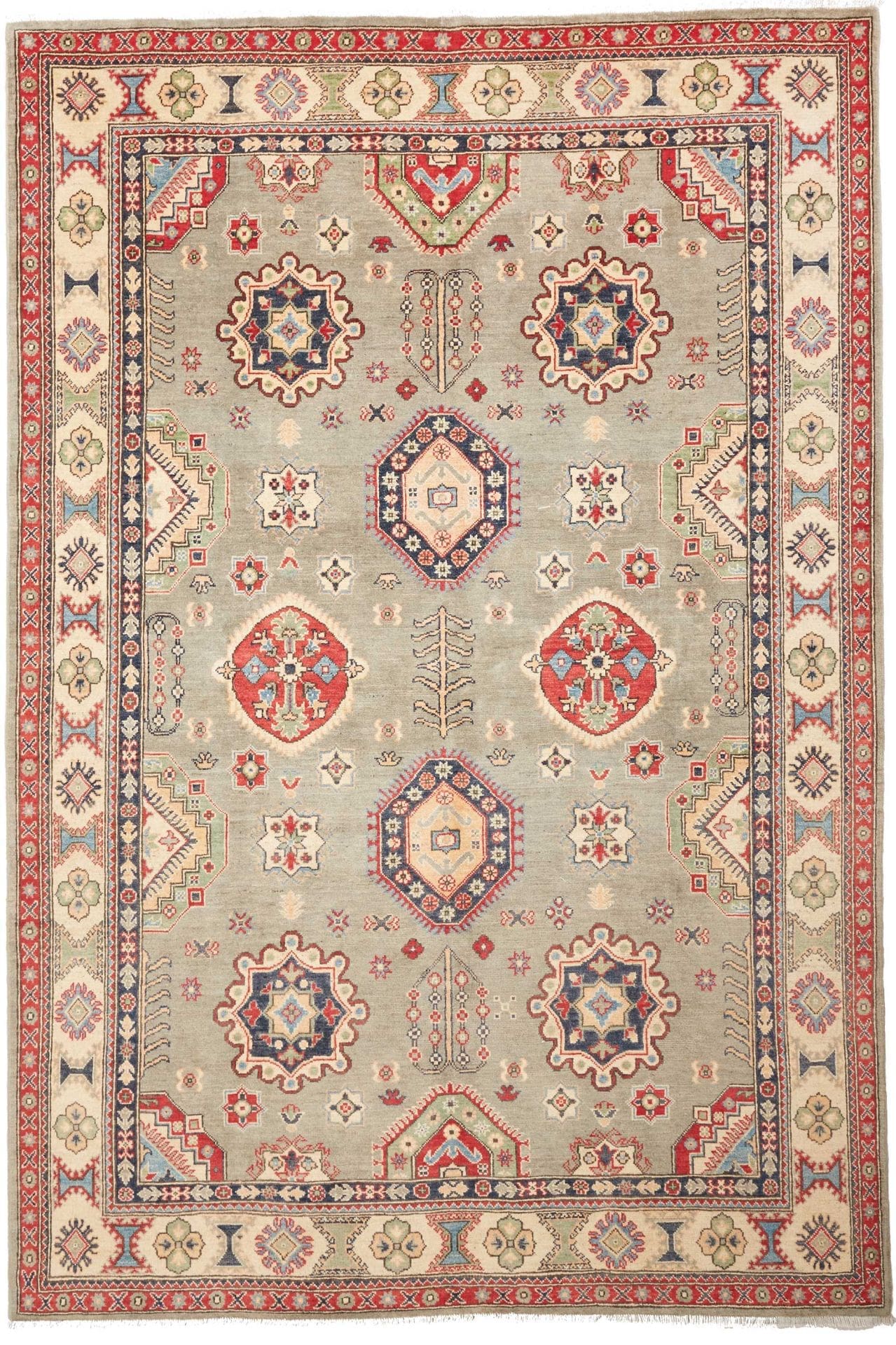 Kazak Orientteppich 204x297cm, Handgeknüpft, geometrische Muster
