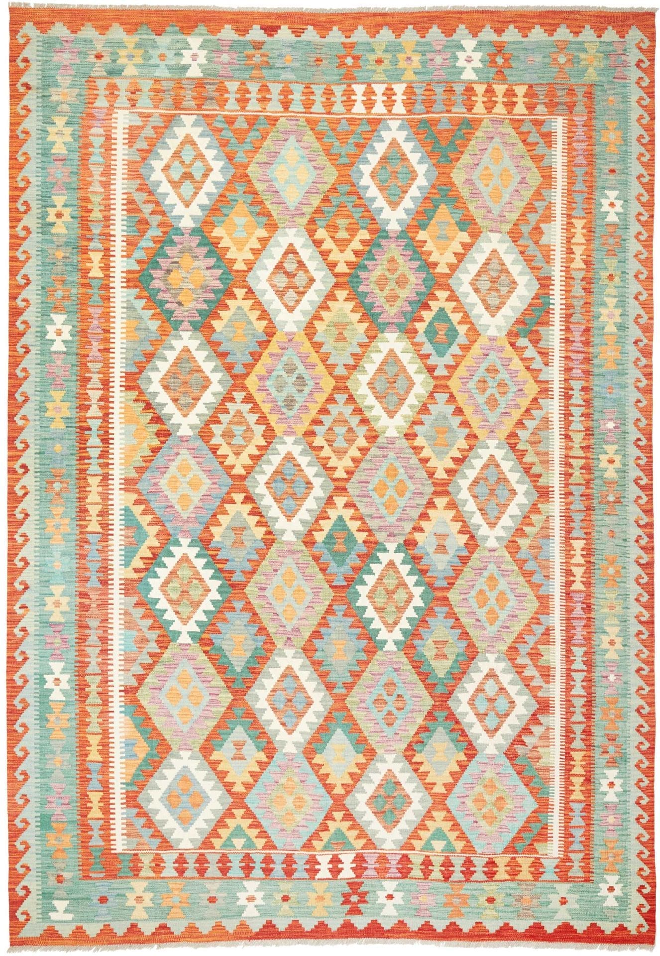 Afghanischer Kelim 208 x 298 cm - handgewebt, geometrisches Muster