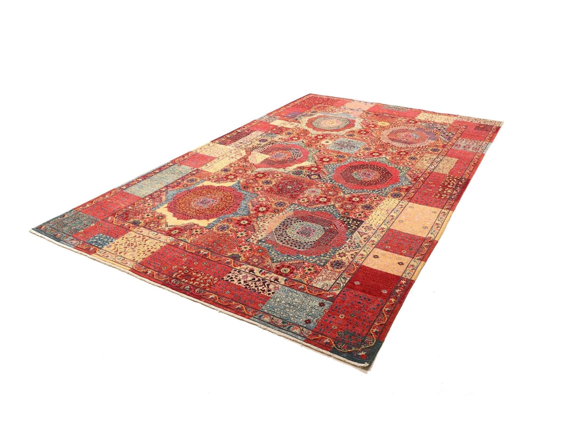 Mamluk Teppich 203x303cm, handgeknüpft, Schurwolle, Orientteppich