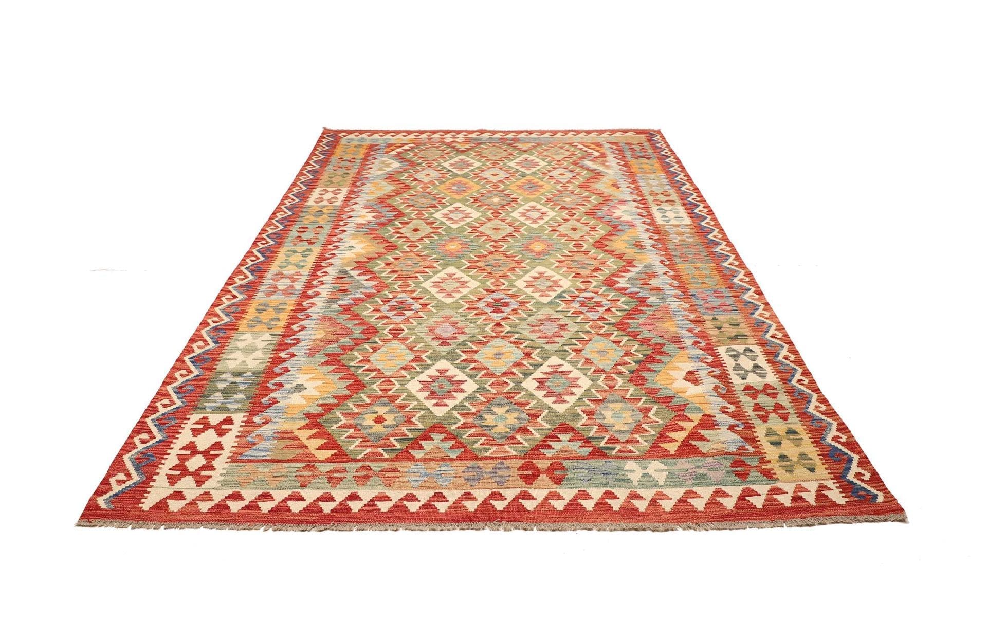 Kelim Teppich 203 x 289cm aus Schurwolle, handgewebt, Orientteppich