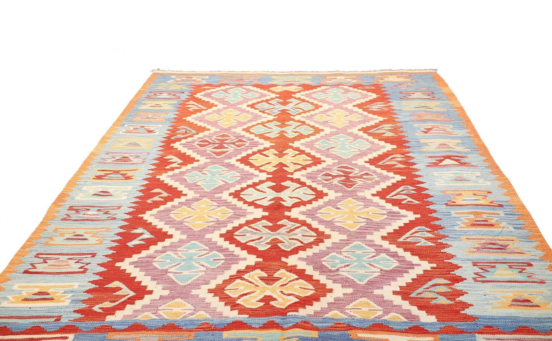 Afghanischer Kelim 205 x 293cm, geometrisches Muster, handgewebt