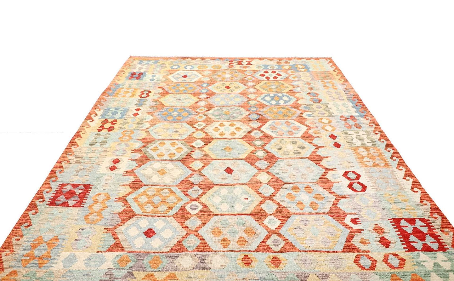 Afghanischer Kelim 208 x 298cm, geometrisches Muster, handgewebt