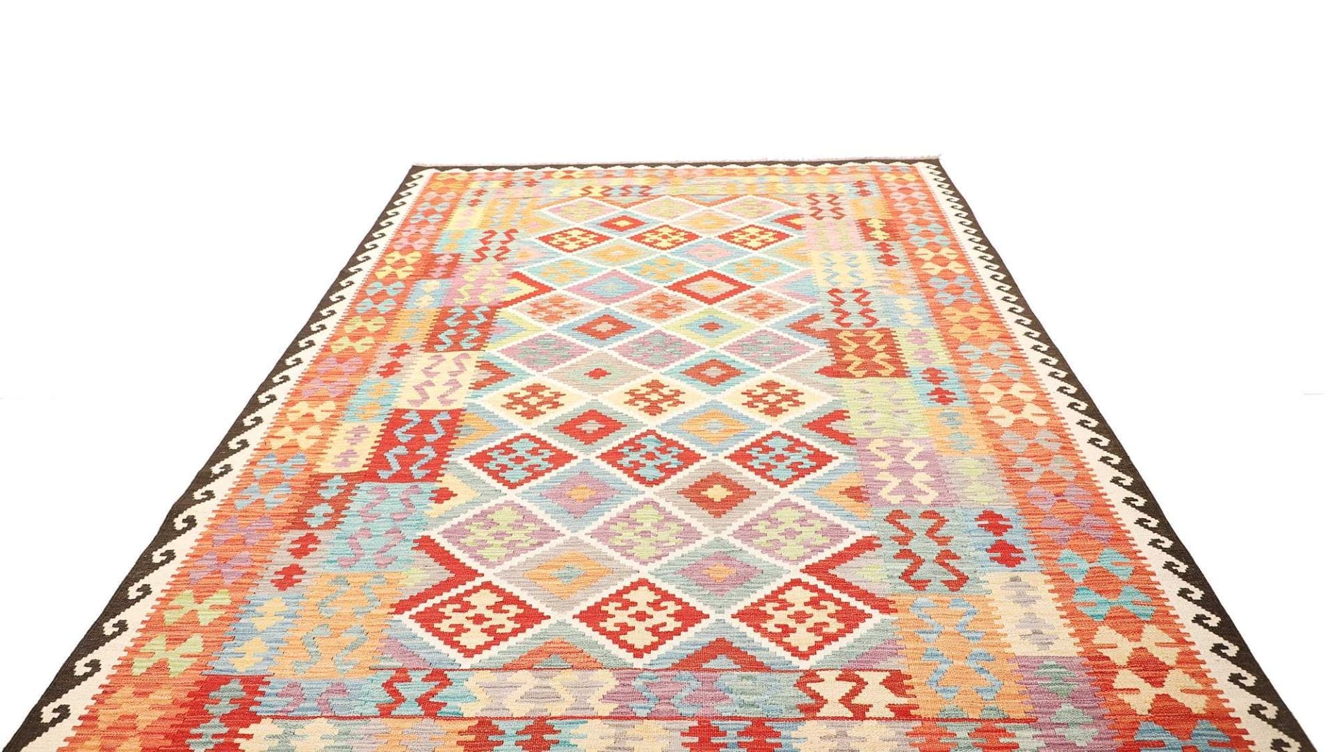 Afghanischer Kelim 203 x 312cm aus Schurwolle, handgewebt