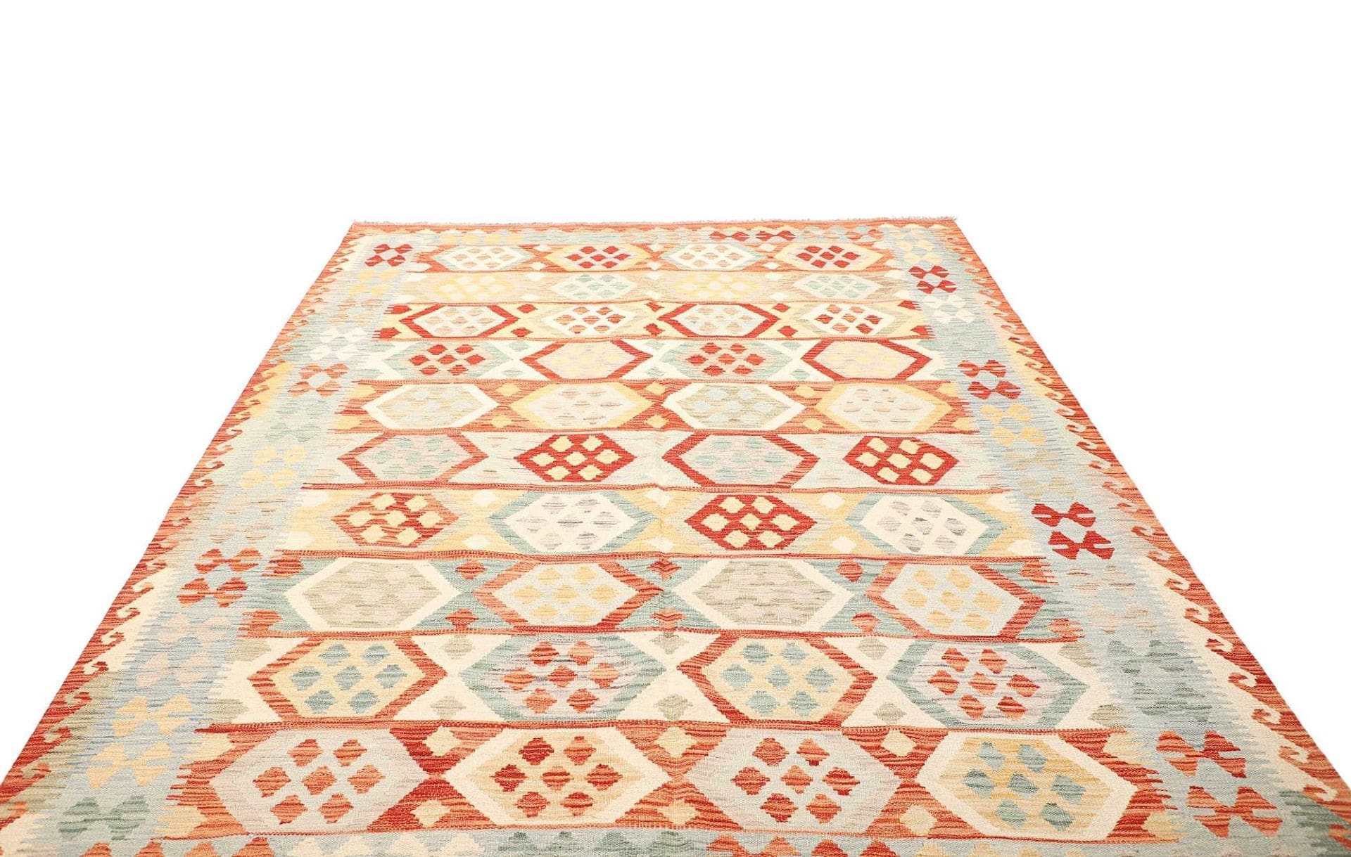 Afghan Kelim 200 x 291cm in geometrischem Muster, handgewebt