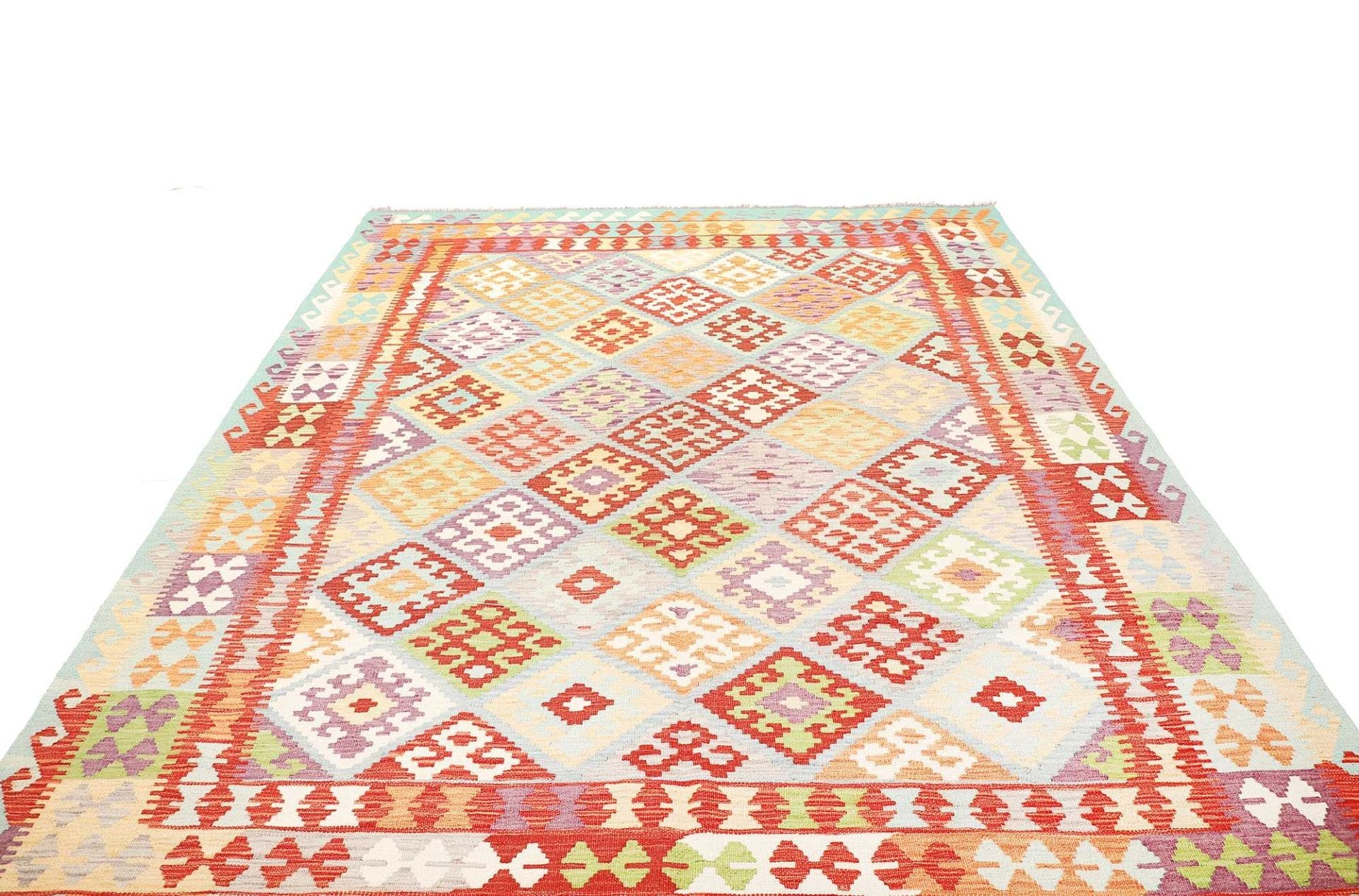 Afghanischer Kelim 208 x 297cm, geometrisches Muster, handgewebt
