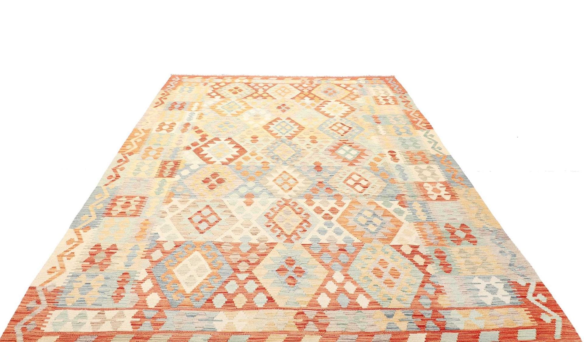 Afghanischer Kelim 207 x 294cm, geometrisches Muster, handgewebt