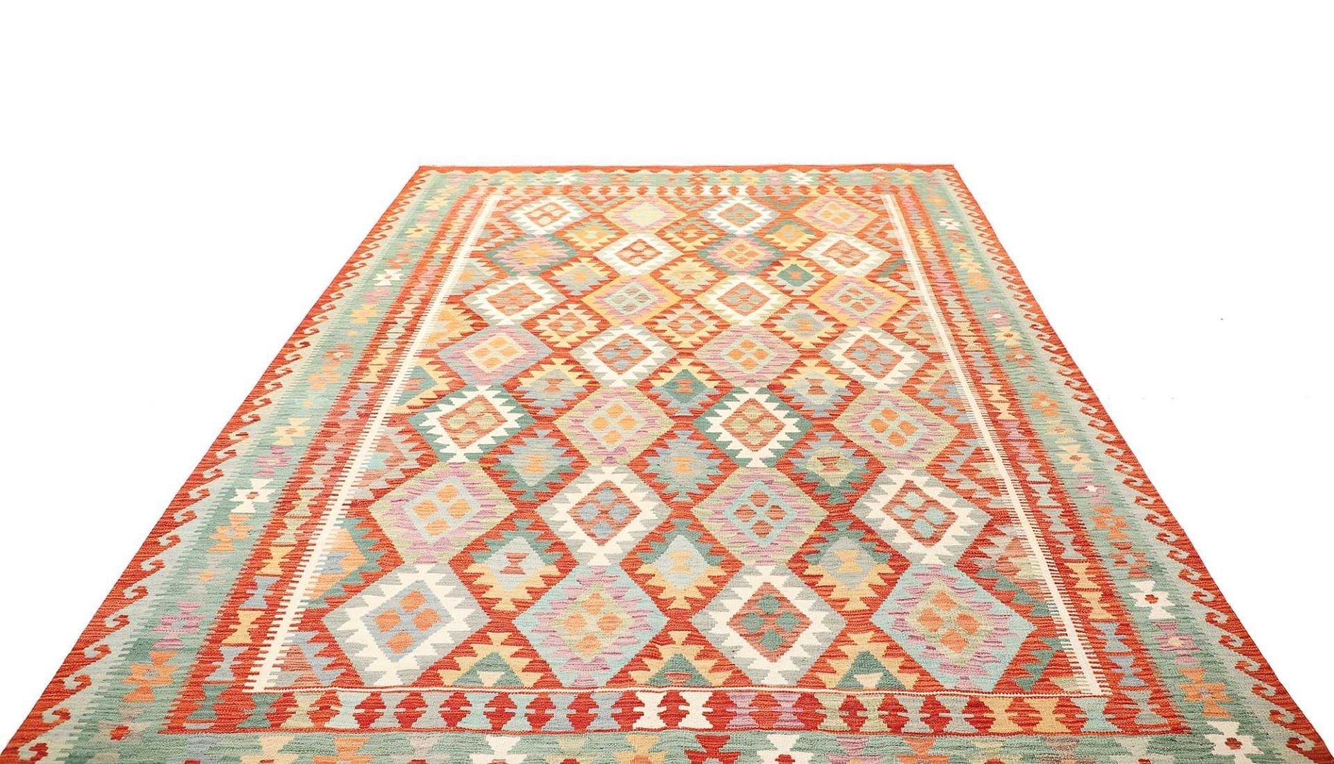 Afghanischer Kelim 208 x 298 cm - handgewebt, geometrisches Muster