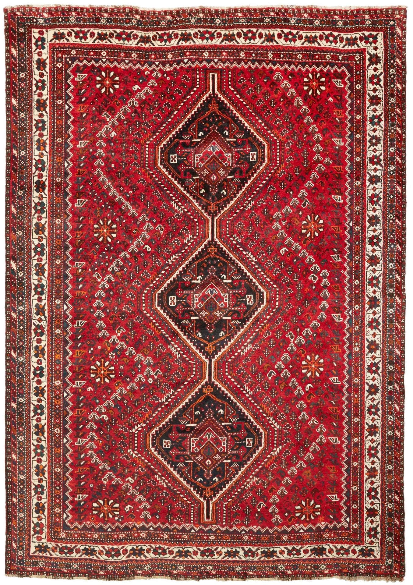 Shiraz Teppich 223 x 314 cm, Wolle auf Wolle, handgeknüpft