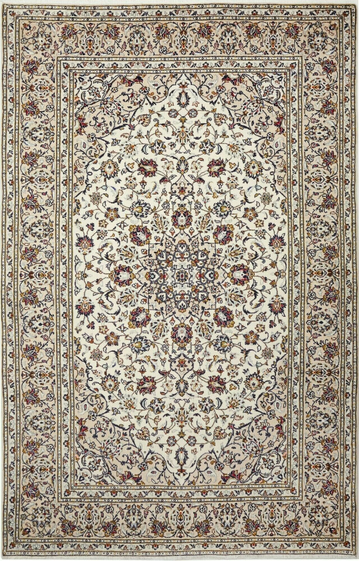Kashan Teppich 193 x 300cm, Schurwolle, florales Muster, handgeknüpft Perserteppich
