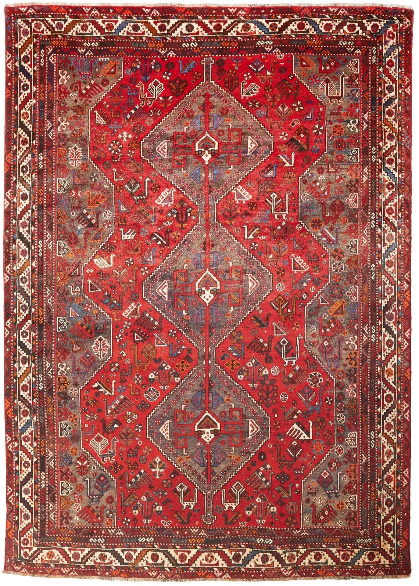 Shiraz Teppich 217 x 302cm, Wolle auf Wolle, handgeknüpft