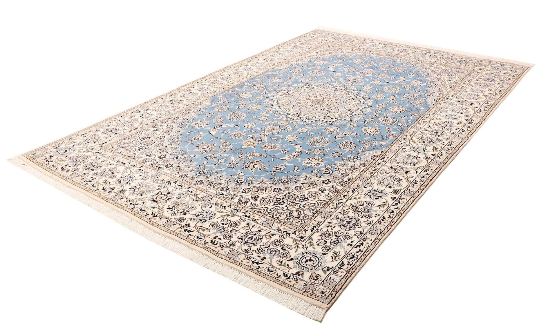 Nain Teppich 200 x 297cm, florale Muster, handgeknüpft, Perserteppich