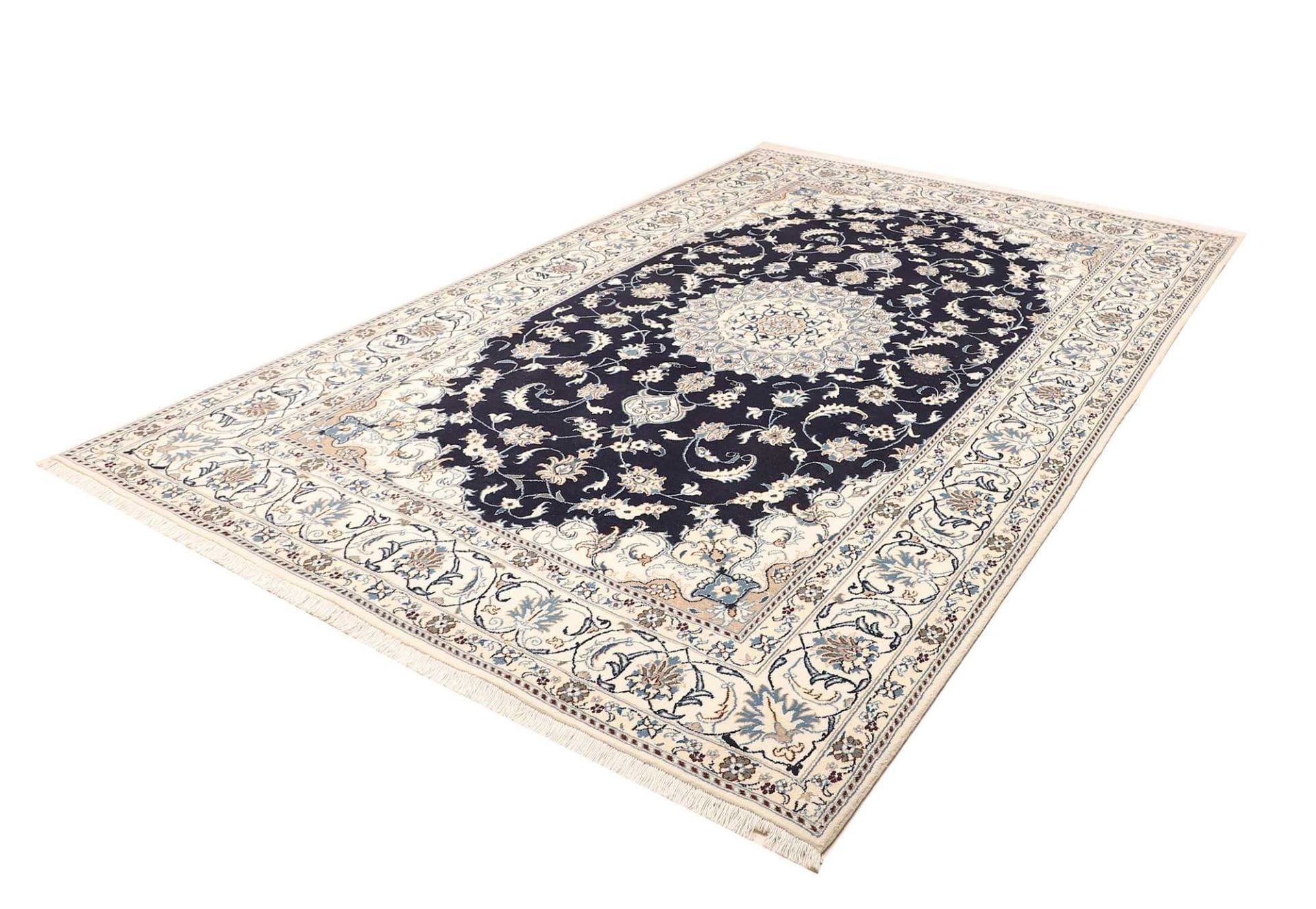 Nain Teppich 205 x 305cm, florales Muster, handgeknüpft, Perserteppich