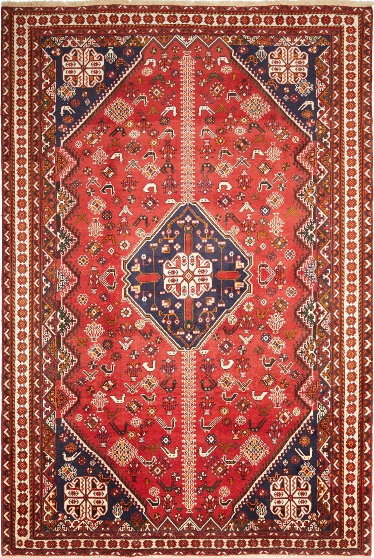 Gashghai Teppich 211 x 315 cm – handgeknüpft, Schurwolle, bunt