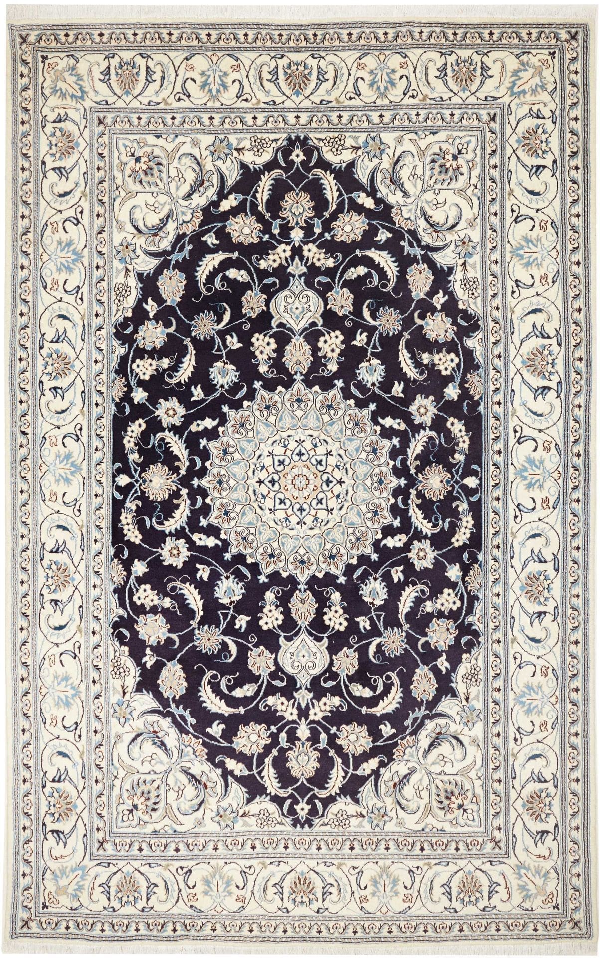 Nain Teppich 203 x 315 cm, florale Muster, handgeknüpft, Perserteppich