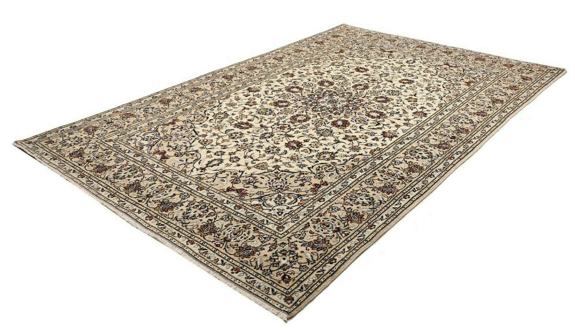 Kashan Teppich 193 x 300cm, Schurwolle, florales Muster, handgeknüpft Perserteppich