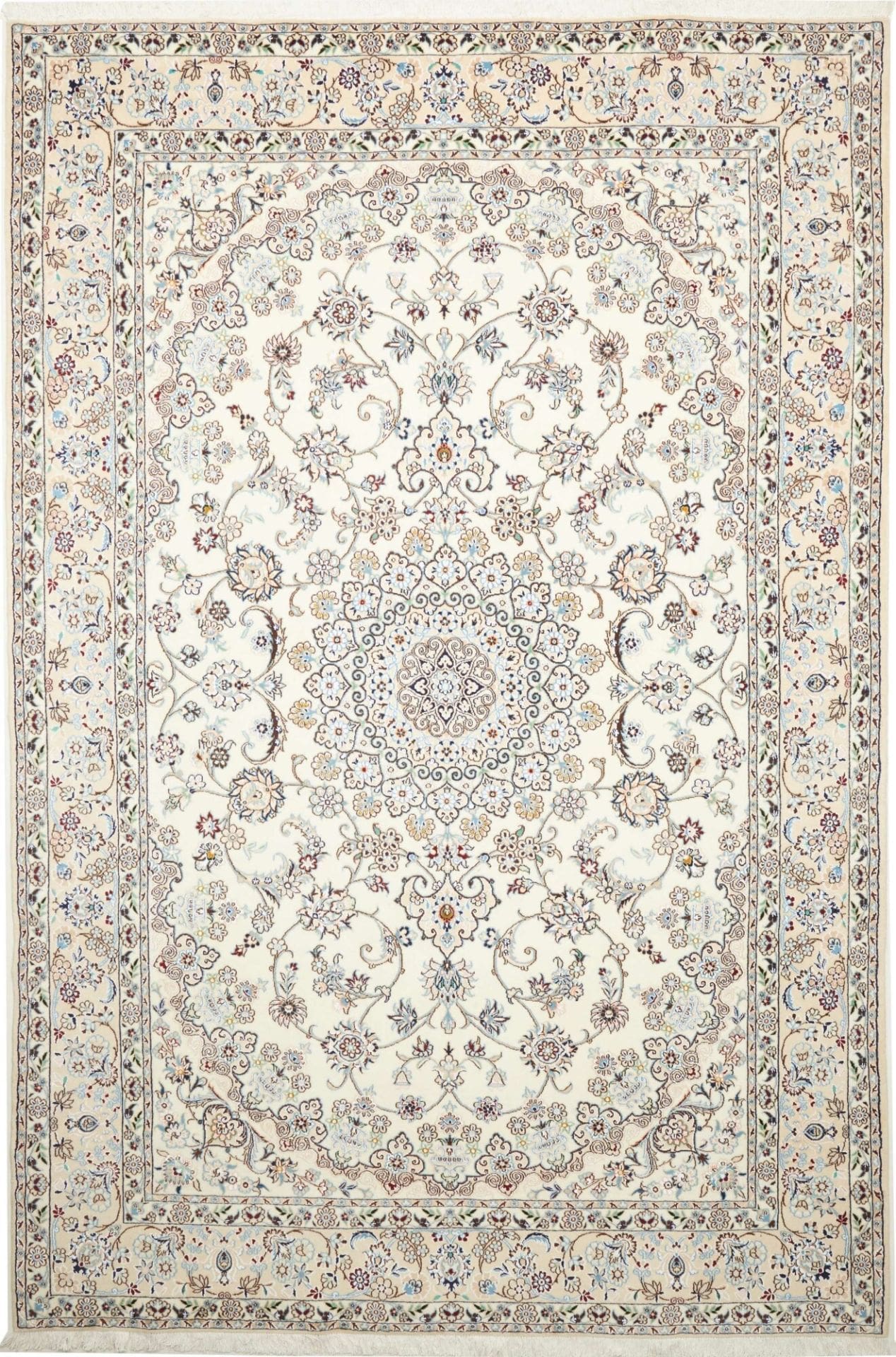 Nain Orientteppich 211 x 313 cm, florale Muster, handgeknüpft