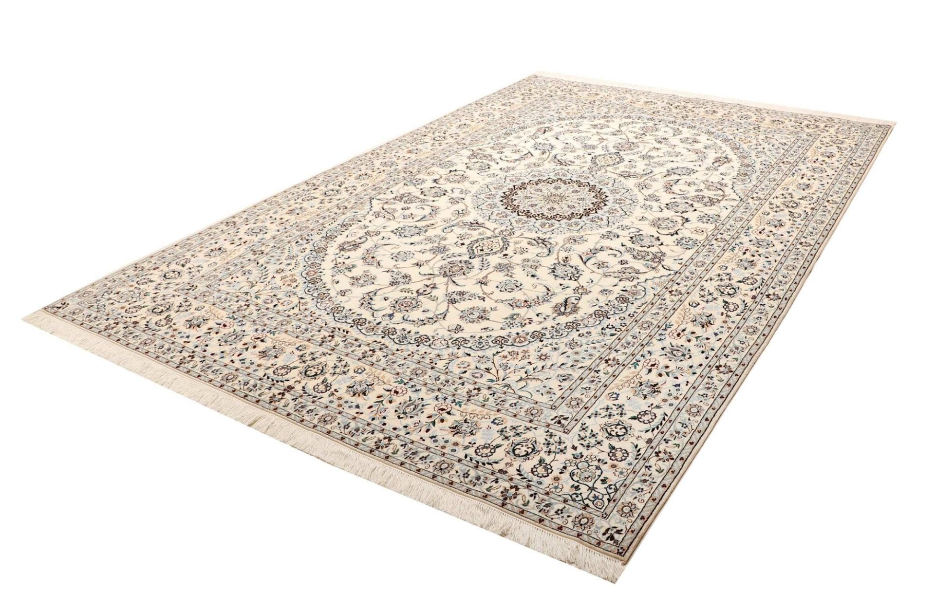 Nain Teppich 214 x 303 cm, florales Muster, handgeknüpft