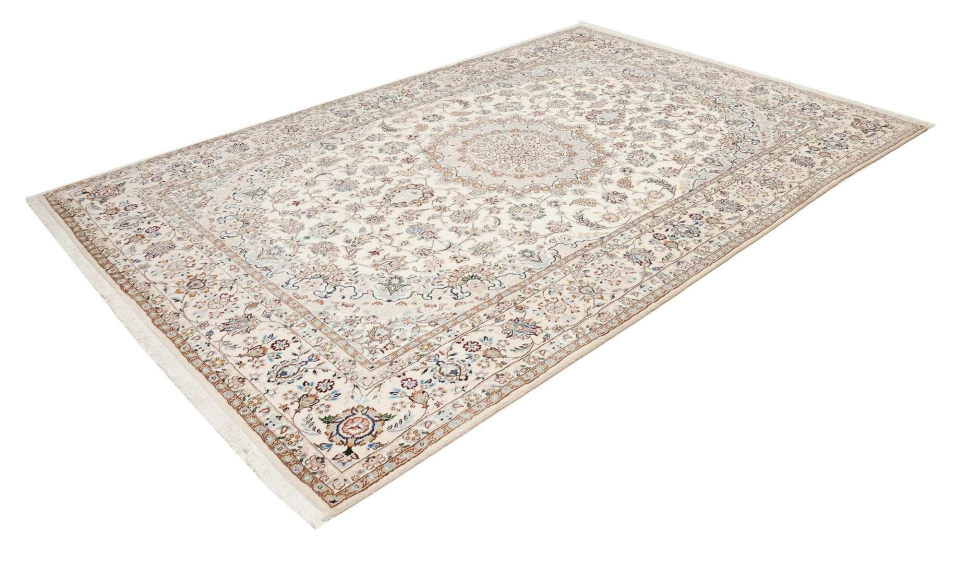 Nain Teppich 203 x 307 cm, florale Muster, handgeknüpft, Perserteppich