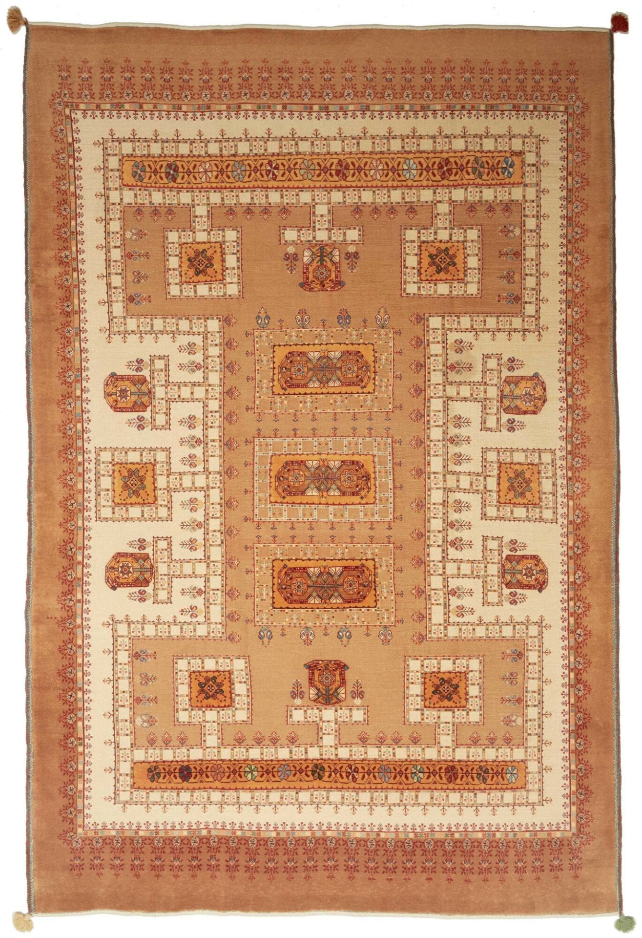 Perserteppich 210 x 317cm, florales Muster, handgeknüpft