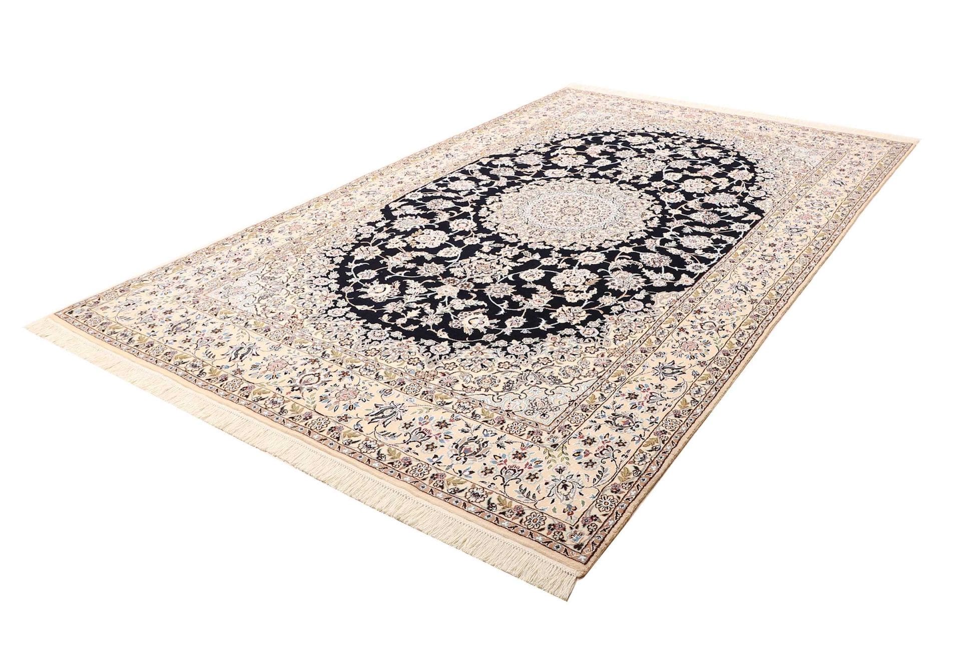 Nain Teppich 203 x 312cm, florales Muster, handgeknüpft, Perserteppich