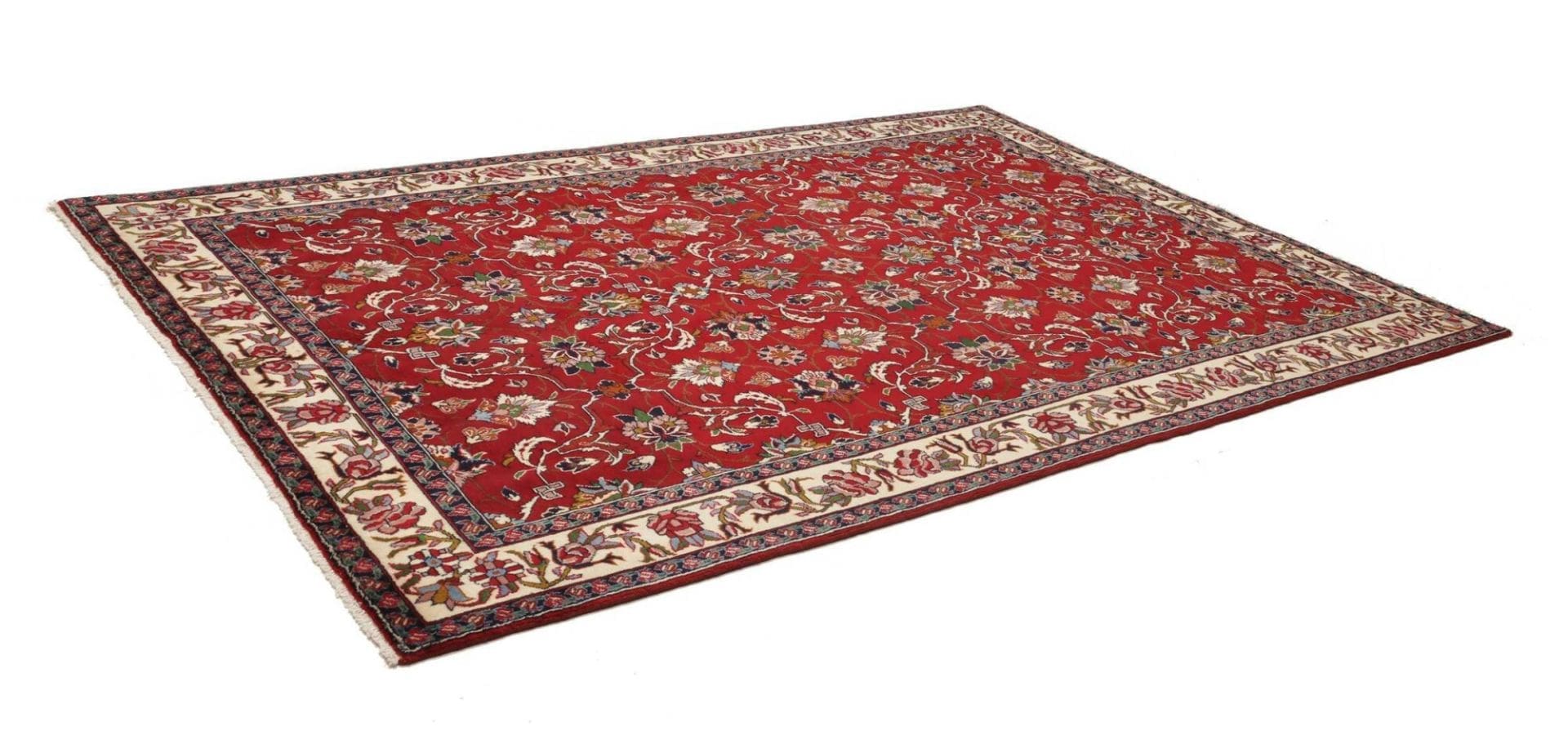 Yazd Teppich 211 x 318 cm, florale Muster, handgeknüpft, Perserteppich