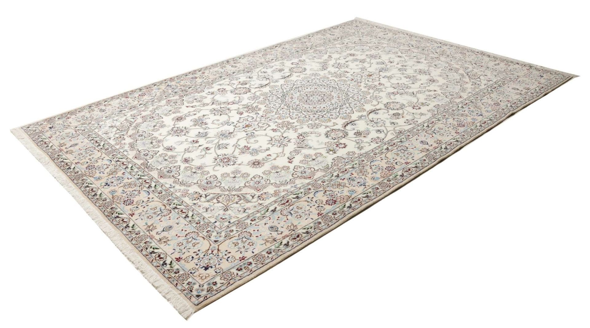 Nain Orientteppich 211 x 313 cm, florale Muster, handgeknüpft