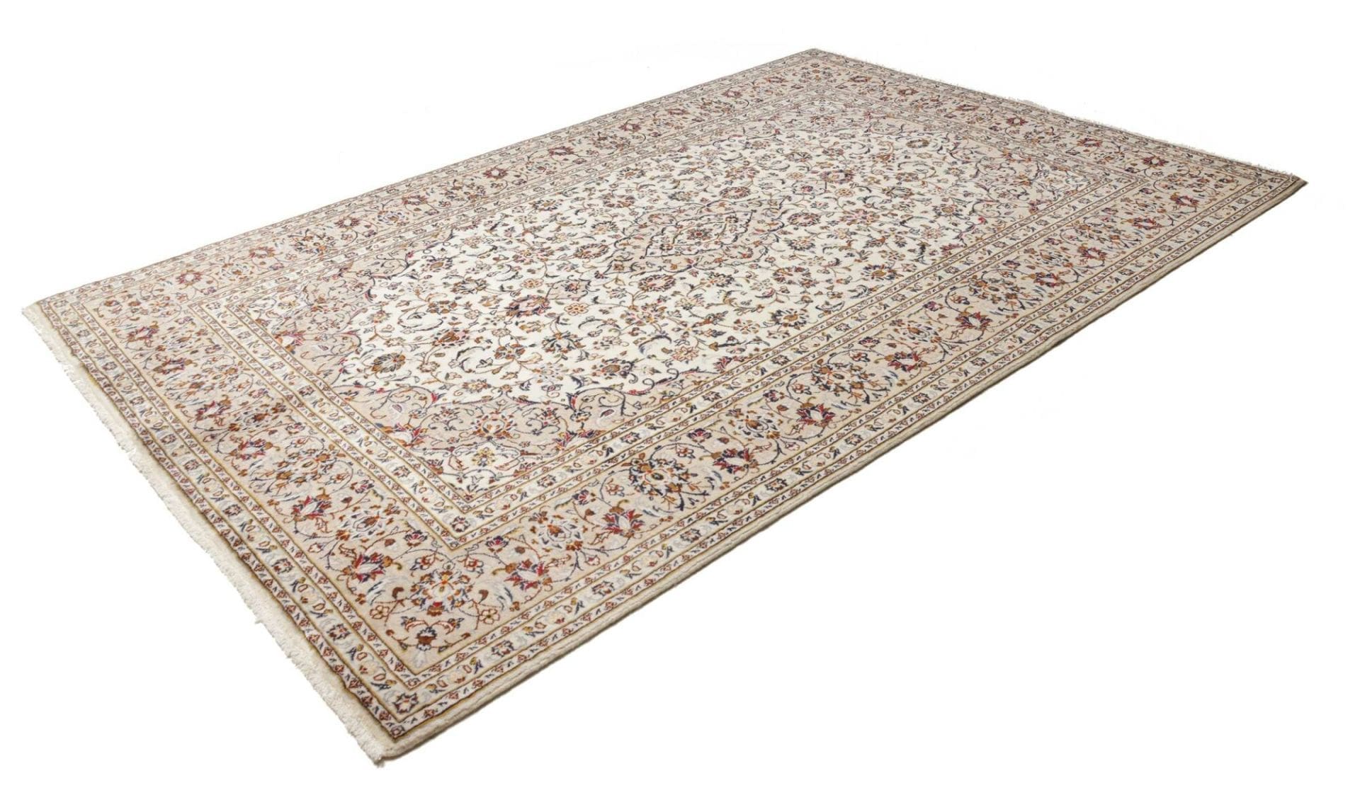 Kashan Teppich 203 x 305 cm, Schurwolle, florales Muster, handgeknüpft