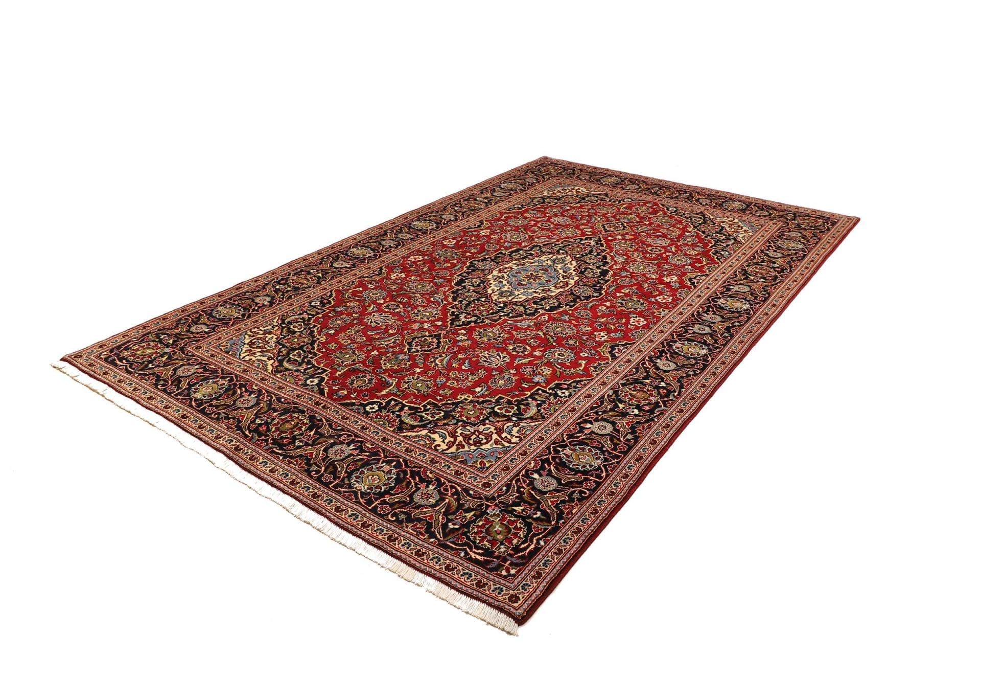 Kashan Teppich 201 x 308cm, florale Muster, handgeknüpft, Perserteppich