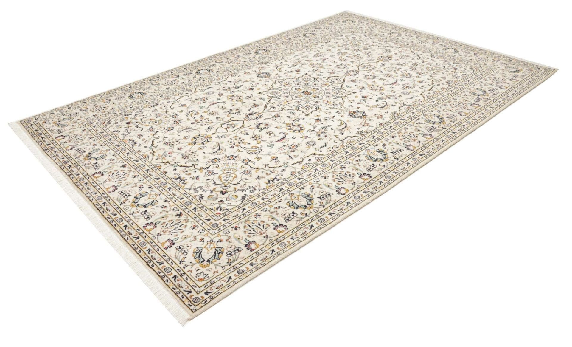 Kashan Teppich 196 x 300cm, florales Design, handgeknüpft, Perserteppich