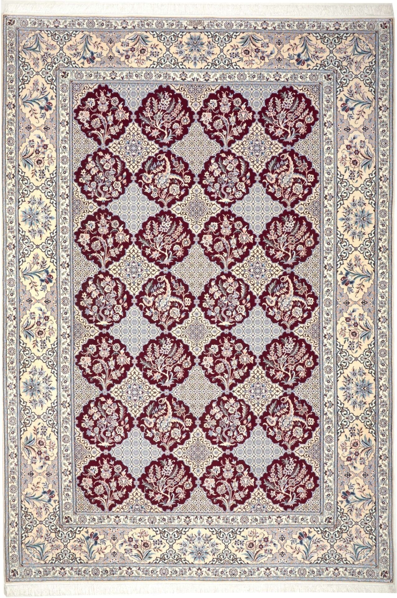 Nain Teppich 209 x 308cm, florale Muster, handgeknüpft, Perserteppich H1