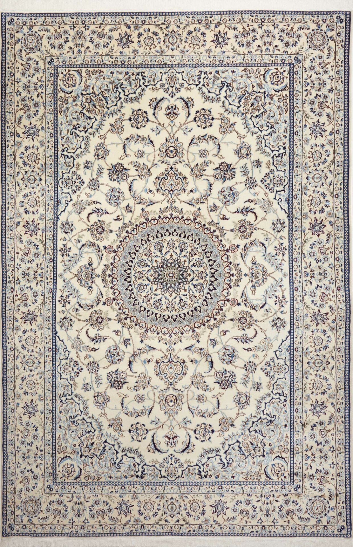 Nain Teppich 207 x 304cm, florales Muster, handgeknüpft, Perserteppich H1