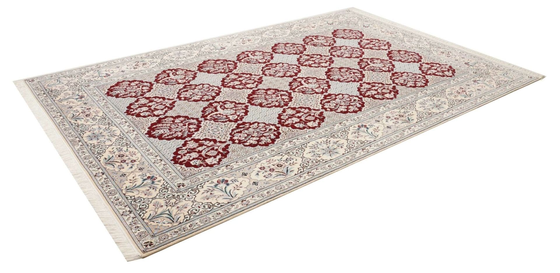Nain Teppich 209 x 308cm, florale Muster, handgeknüpft, Perserteppich H1