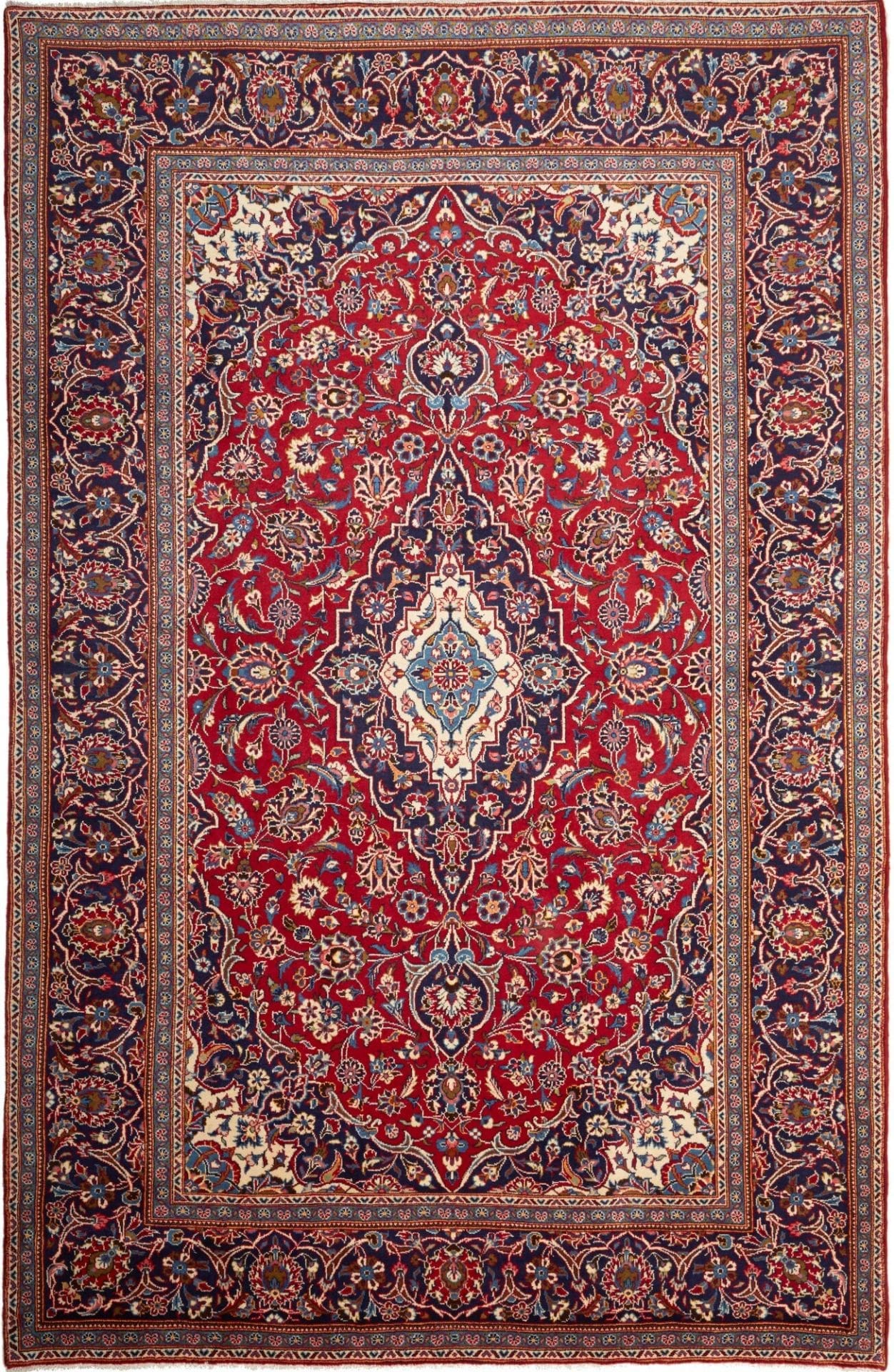 Kashan Teppich 199 x 310cm, handgeknüpft, florale Muster, Perserteppich