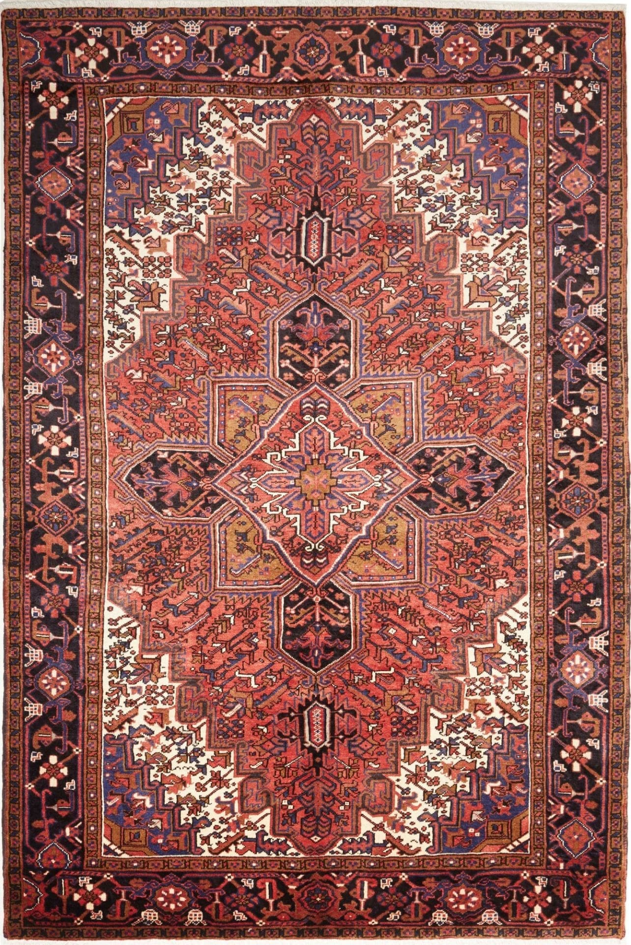 Heriz Teppich 207 x 308 cm, handgeknüpft, Schurwolle, geometrisch