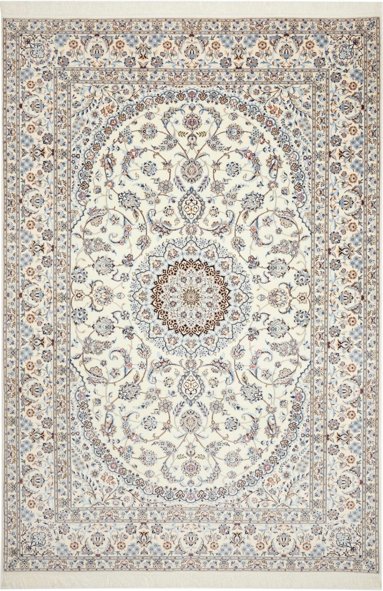 Nain Teppich 211x312cm, handgeknüpft, florale Muster, Perserteppich