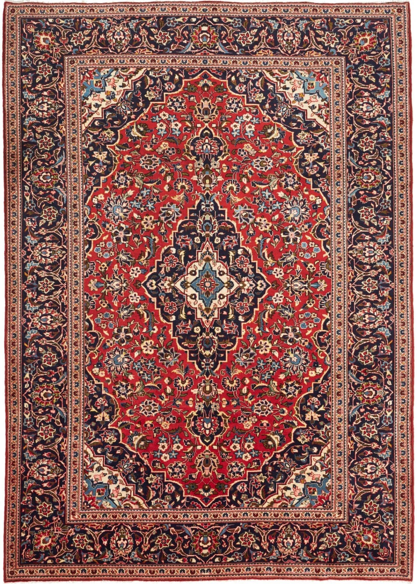 Kashan Teppich 211 x 295 cm, Schurwolle, handgeknüpft, Perserteppich