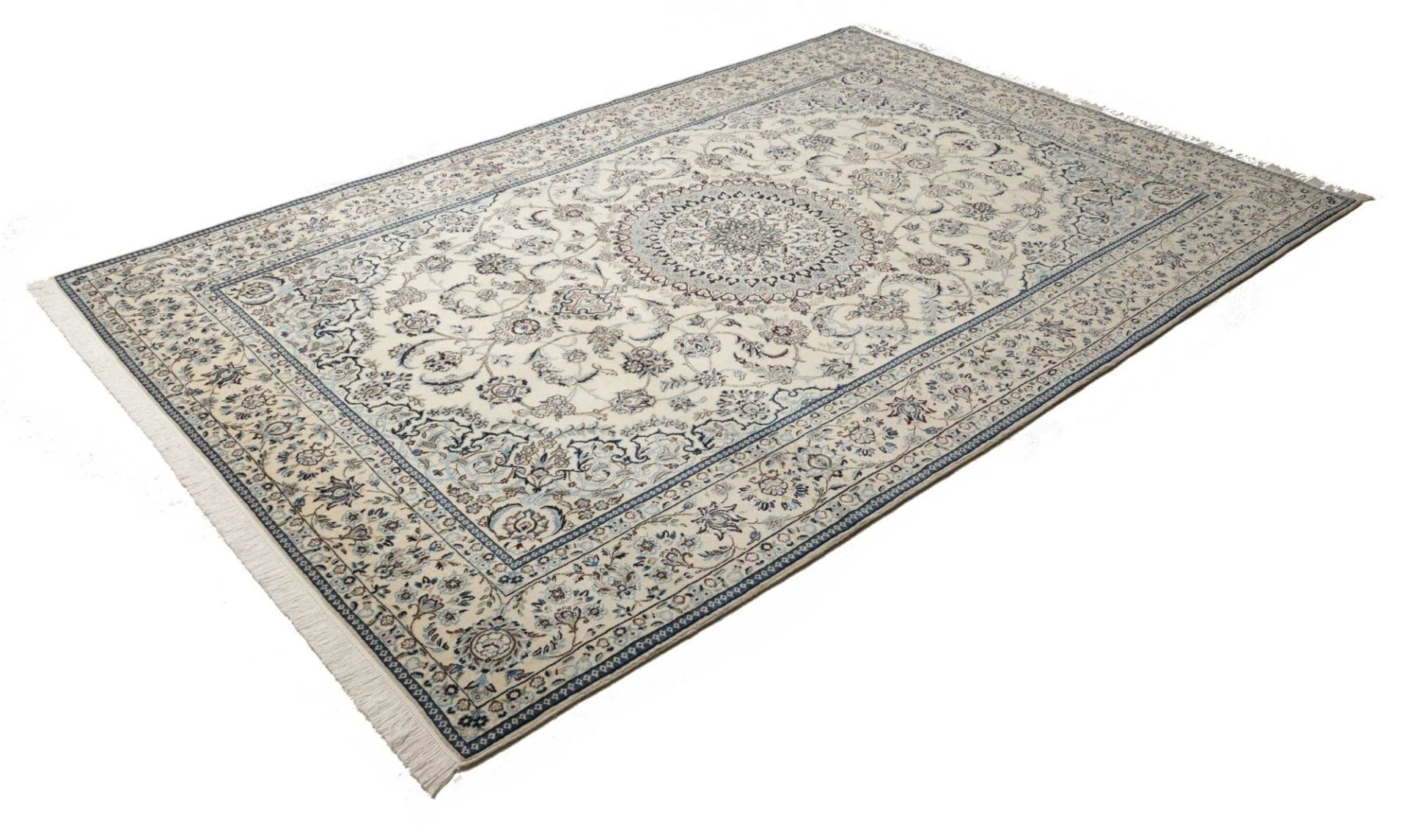Nain Teppich 207 x 304cm, florales Muster, handgeknüpft, Perserteppich H1
