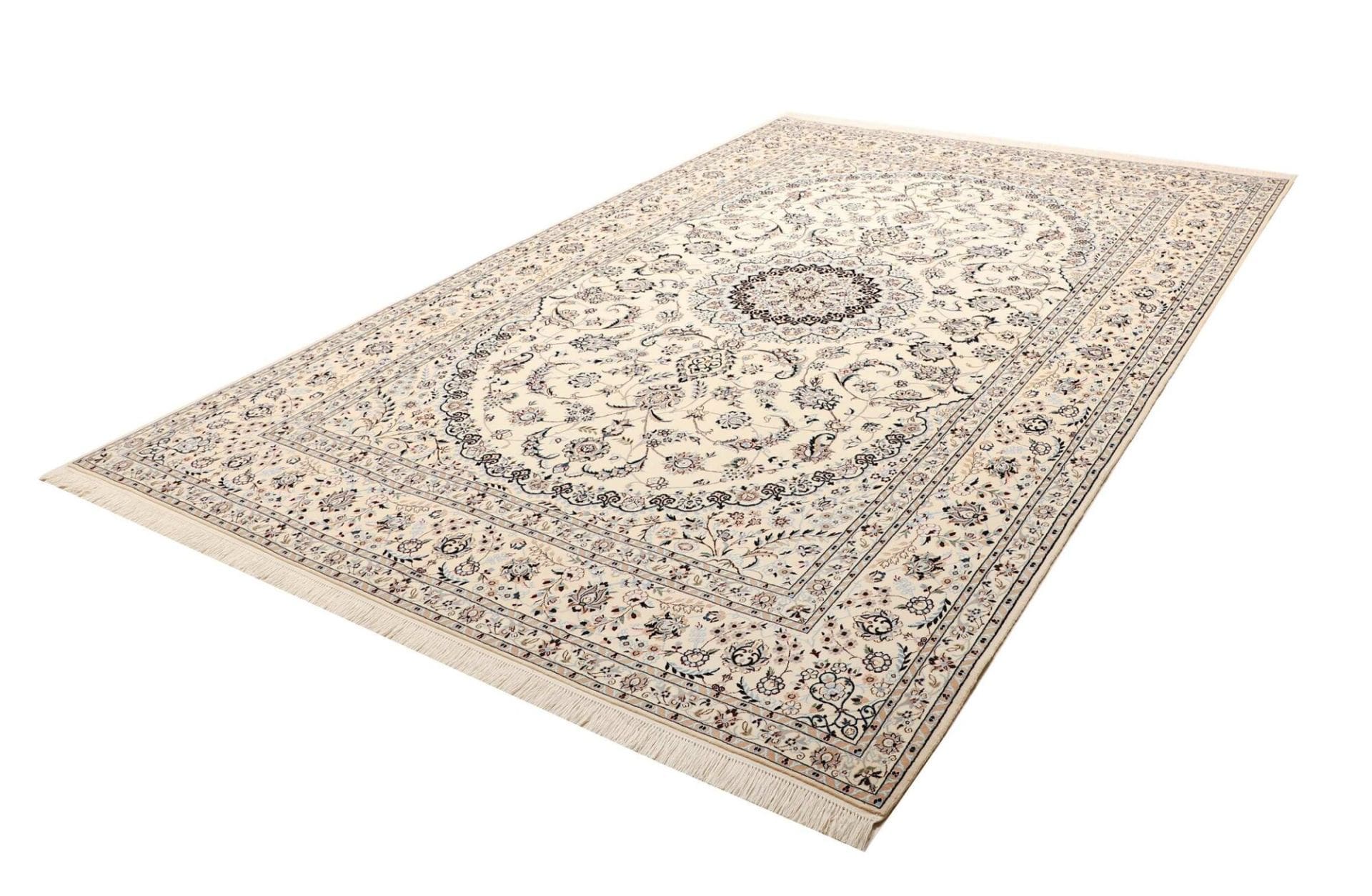 Nain Teppich 212 x 316 cm, florale Muster, handgeknüpft, Perserteppich
