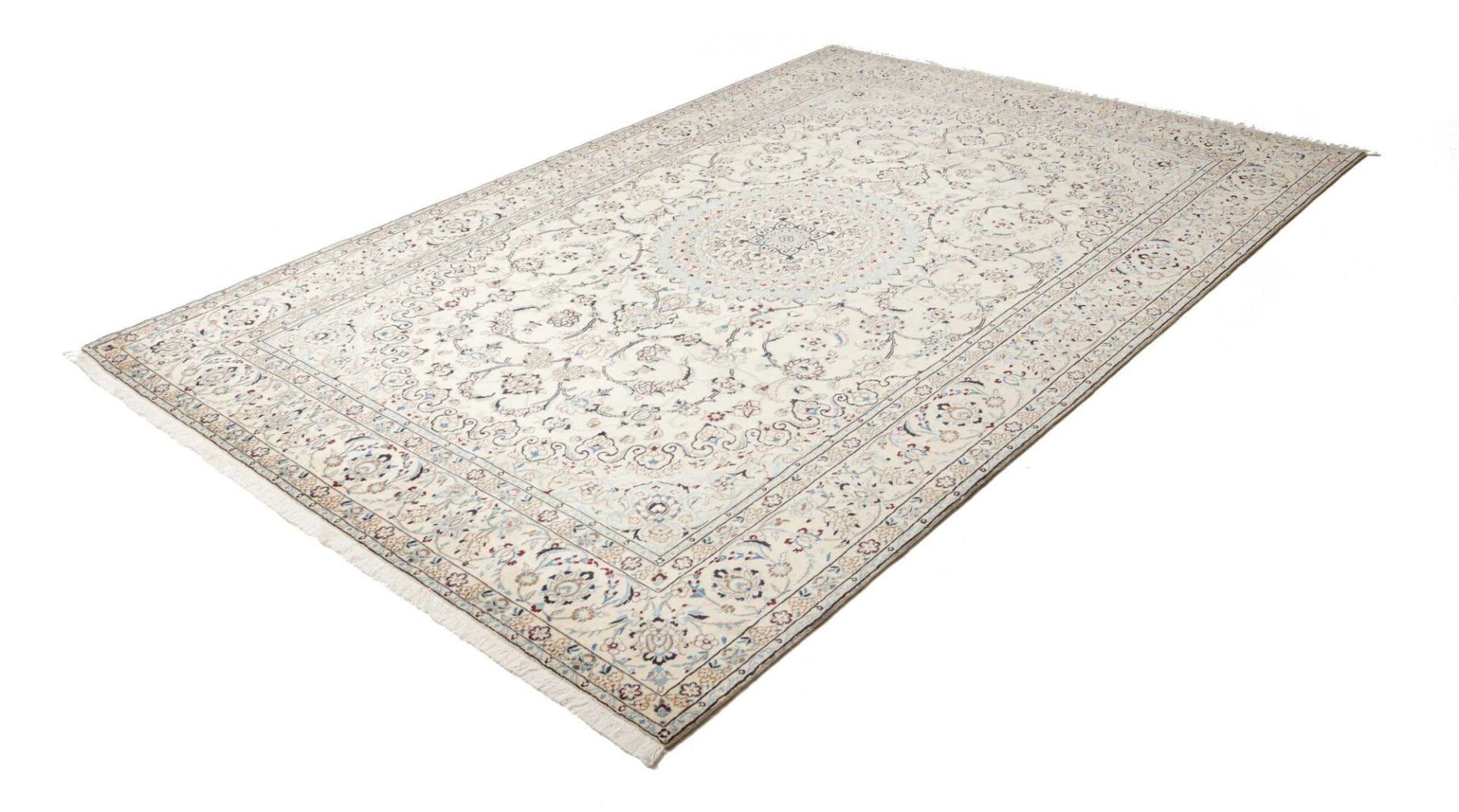 Nain Teppich 203 x 300 cm, florales Muster, handgeknüpft, Perserteppich