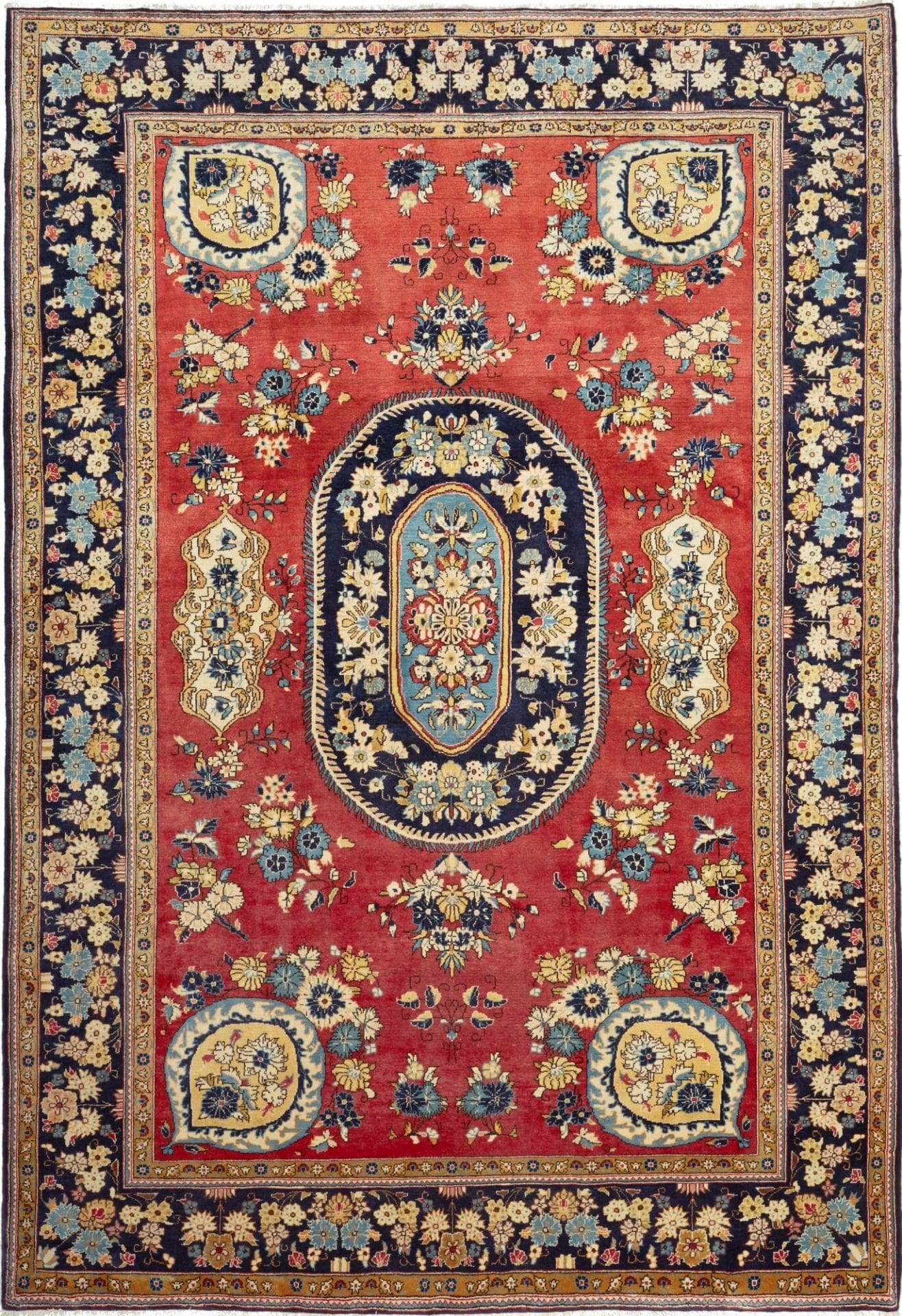 Sarough Teppich 205 x 295 cm, handgeknüpft, florale Muster, Schurwolle
